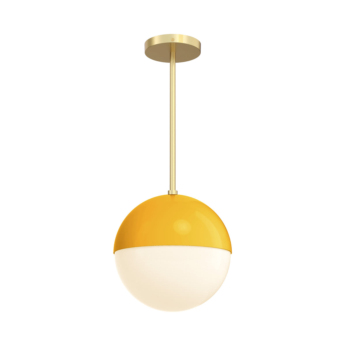 brass and ochre lure globe pendant 10 inch dutton brown lighting