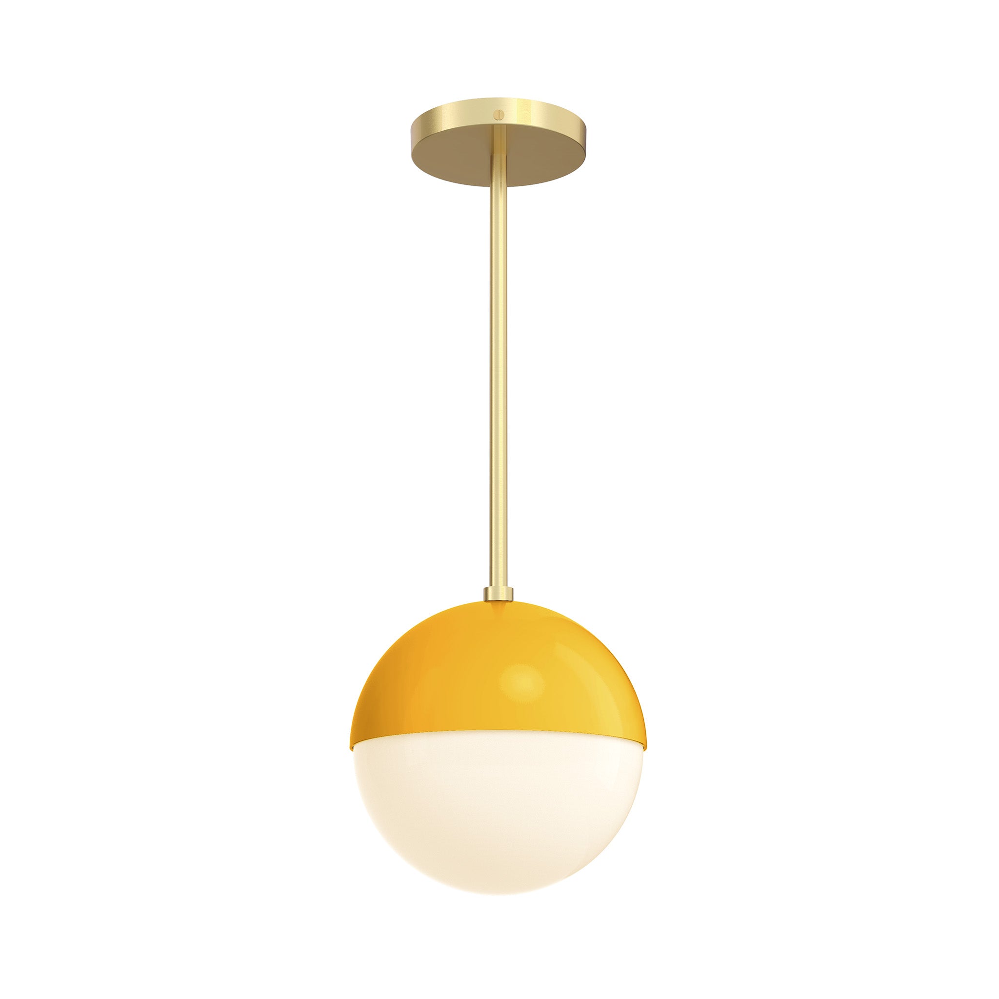brass ochre color lure pendant 8" dutton brown lighting