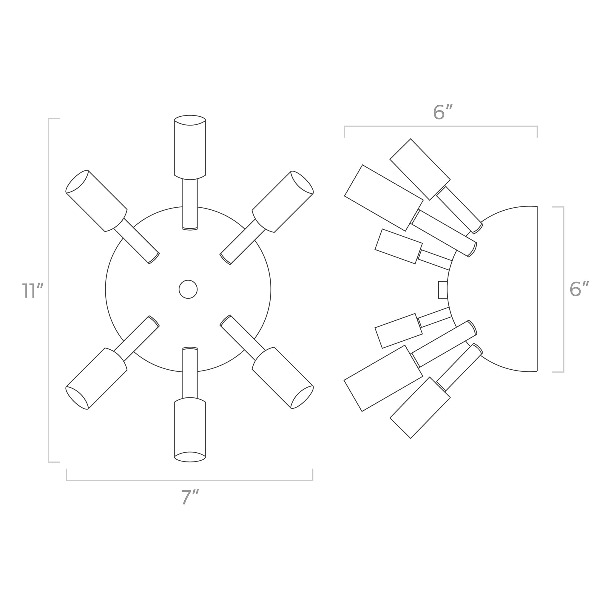 color sputnik wall sconce ISO drawing, dutton brown lighting