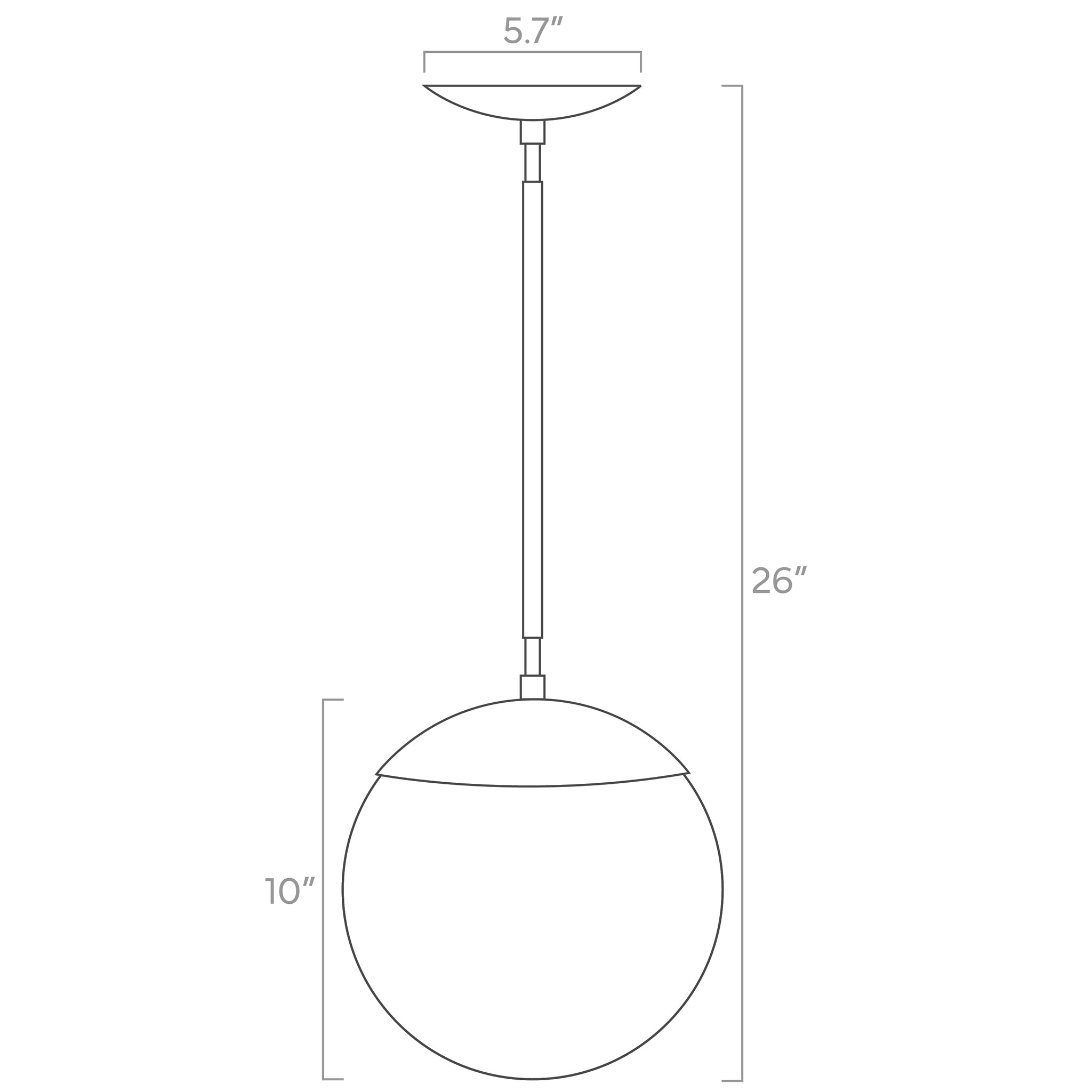 cap globe pendant 10-inch ISO drawing, dutton brown lighting