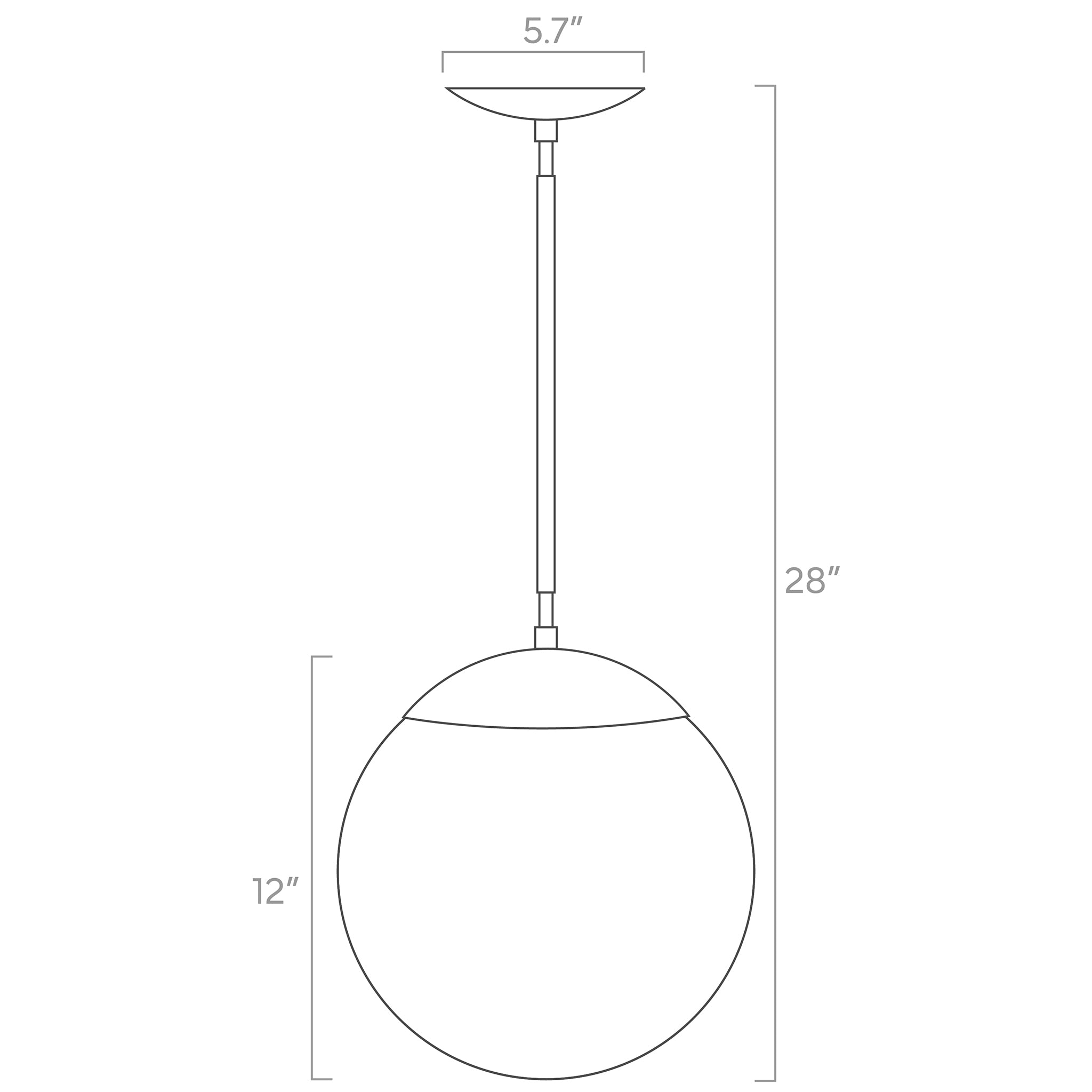 cap globe pendant 12-inch ISO drawing, dutton brown lighting