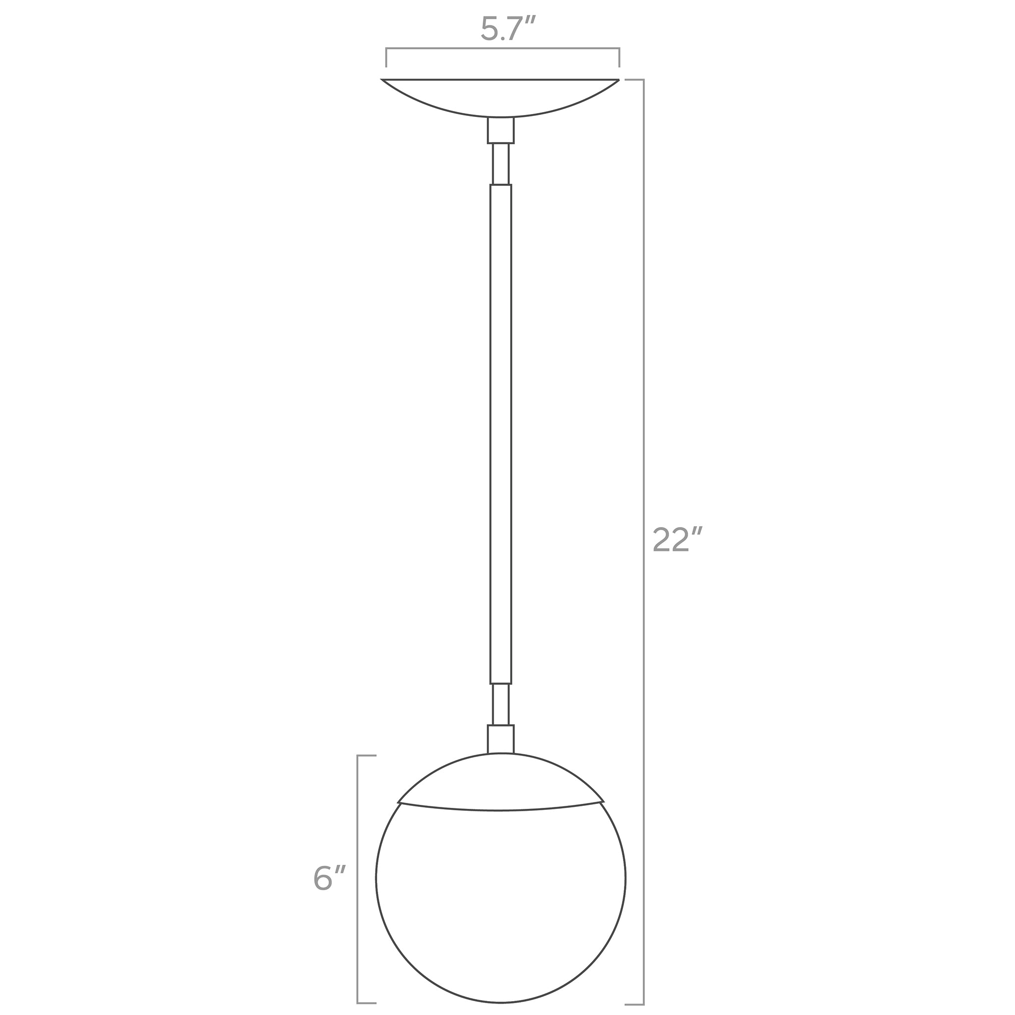 cap globe pendant 6-inch ISO drawing, dutton brown lighting