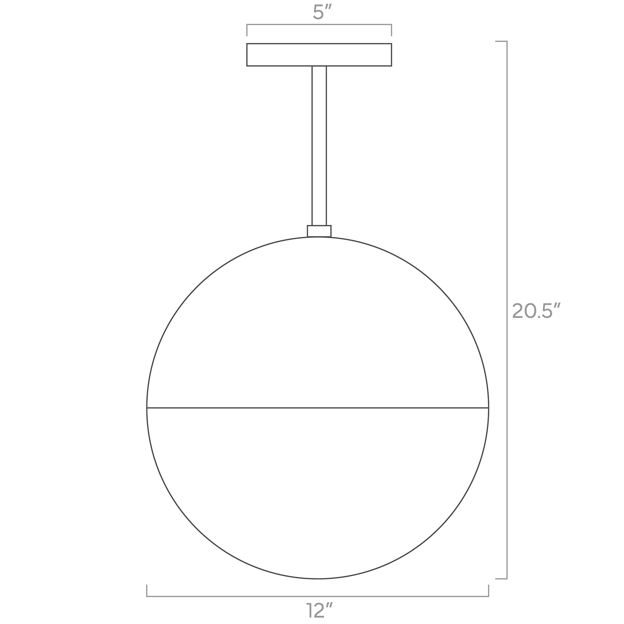 color lure globe pendant 12-inch ISO drawing, dutton brown lighting