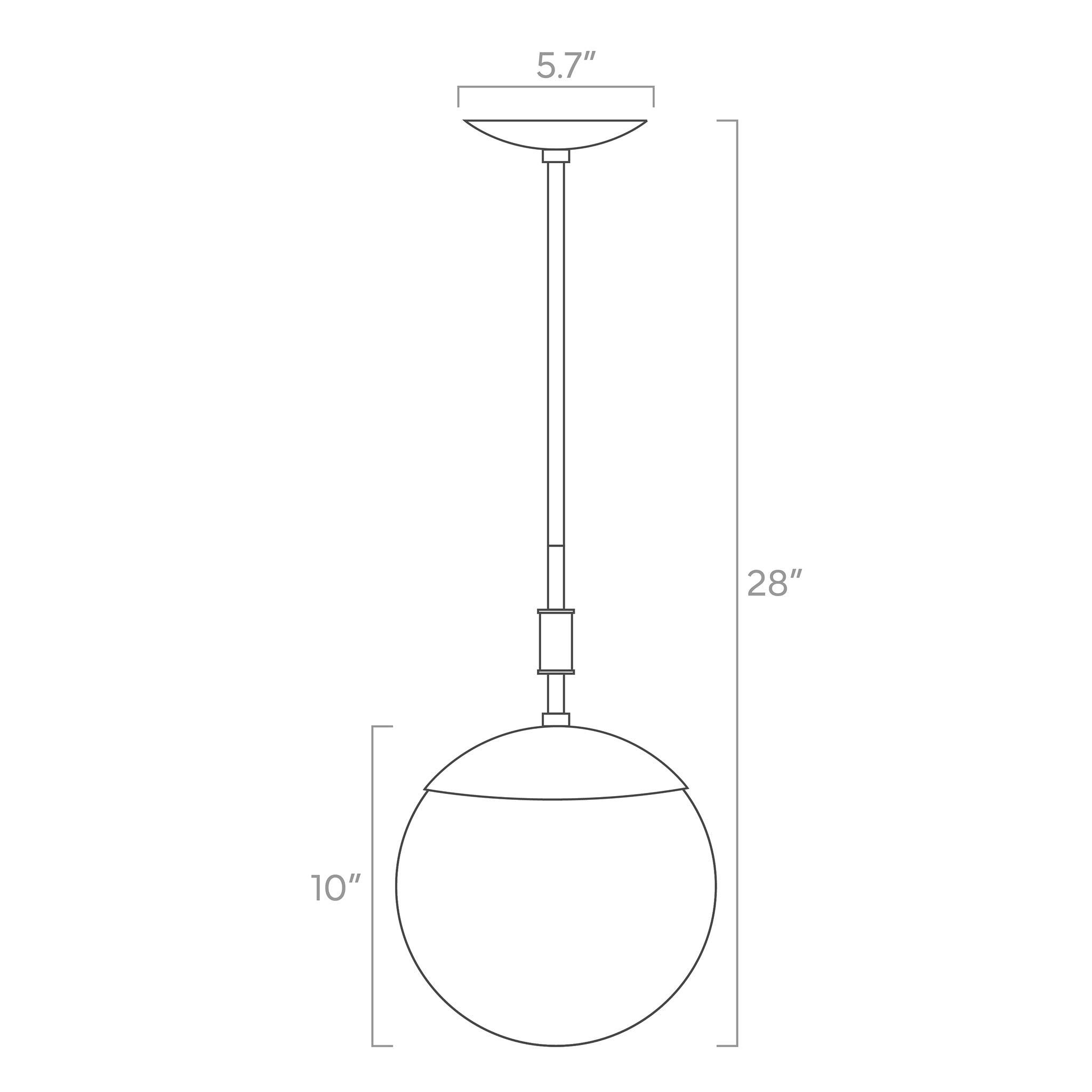 pop globe pendant 10-inch ISO drawing, dutton brown lighting