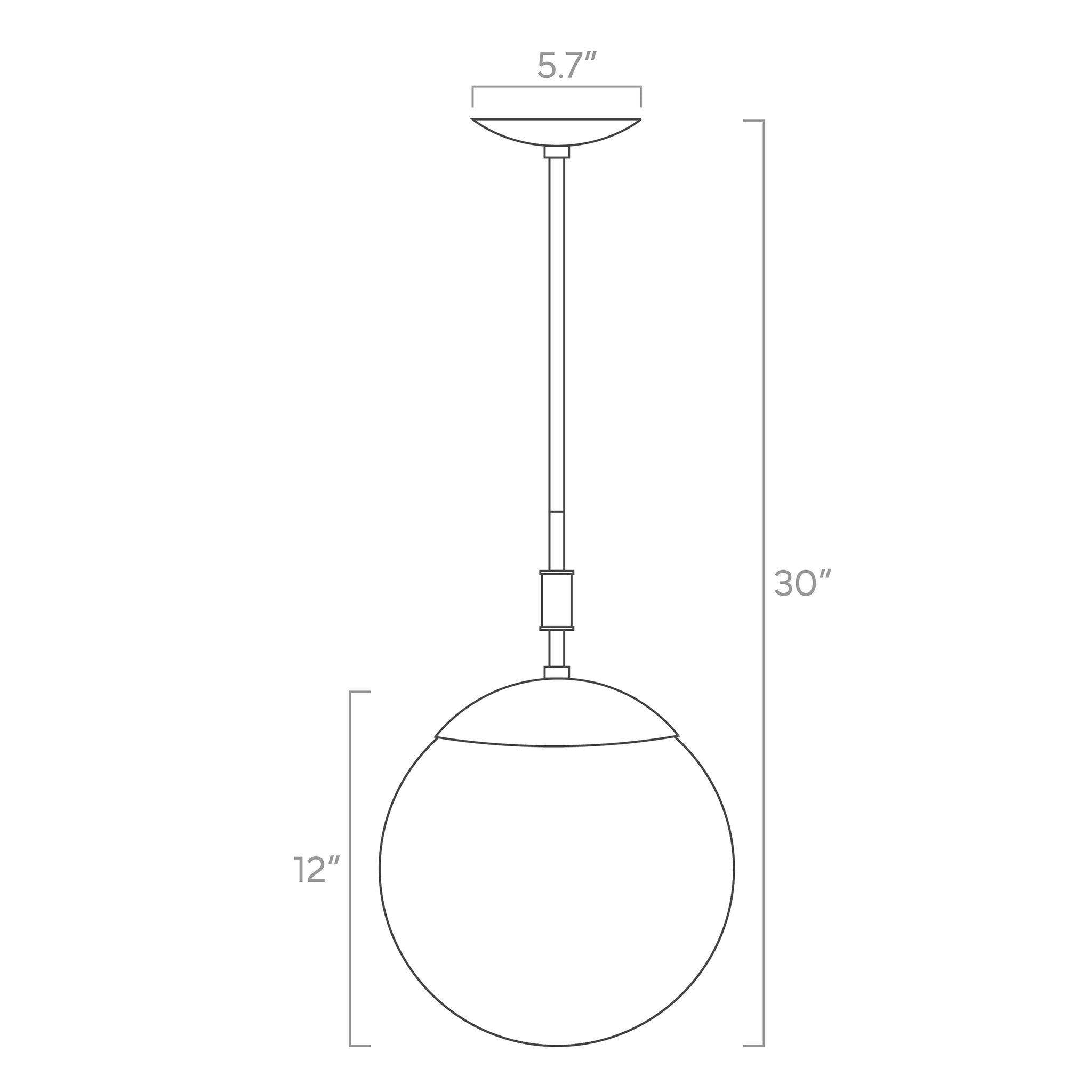 pop globe pendant 12-inch ISO drawing, dutton brown lighting