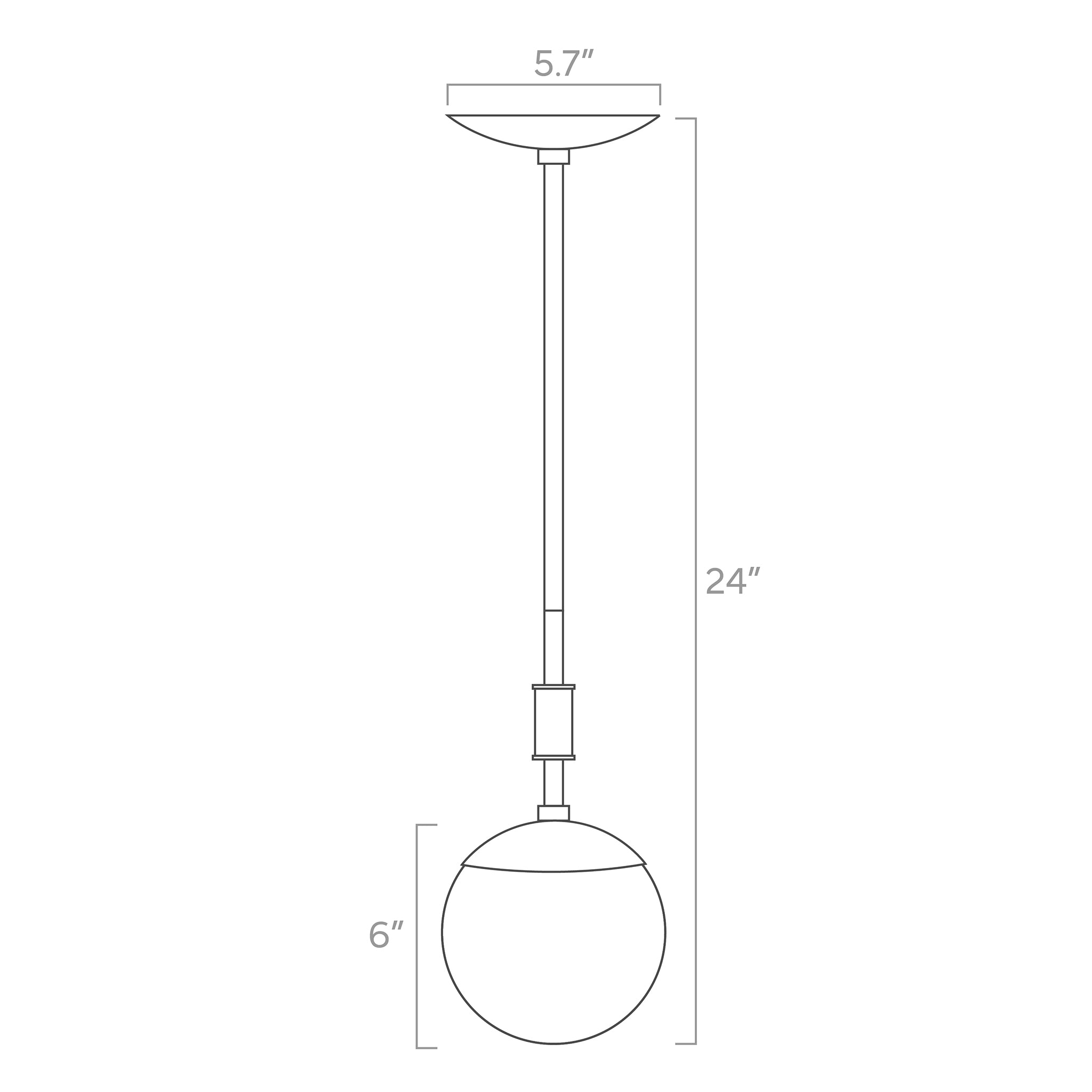 pop globe pendant 6-inch ISO drawing, dutton brown lighting