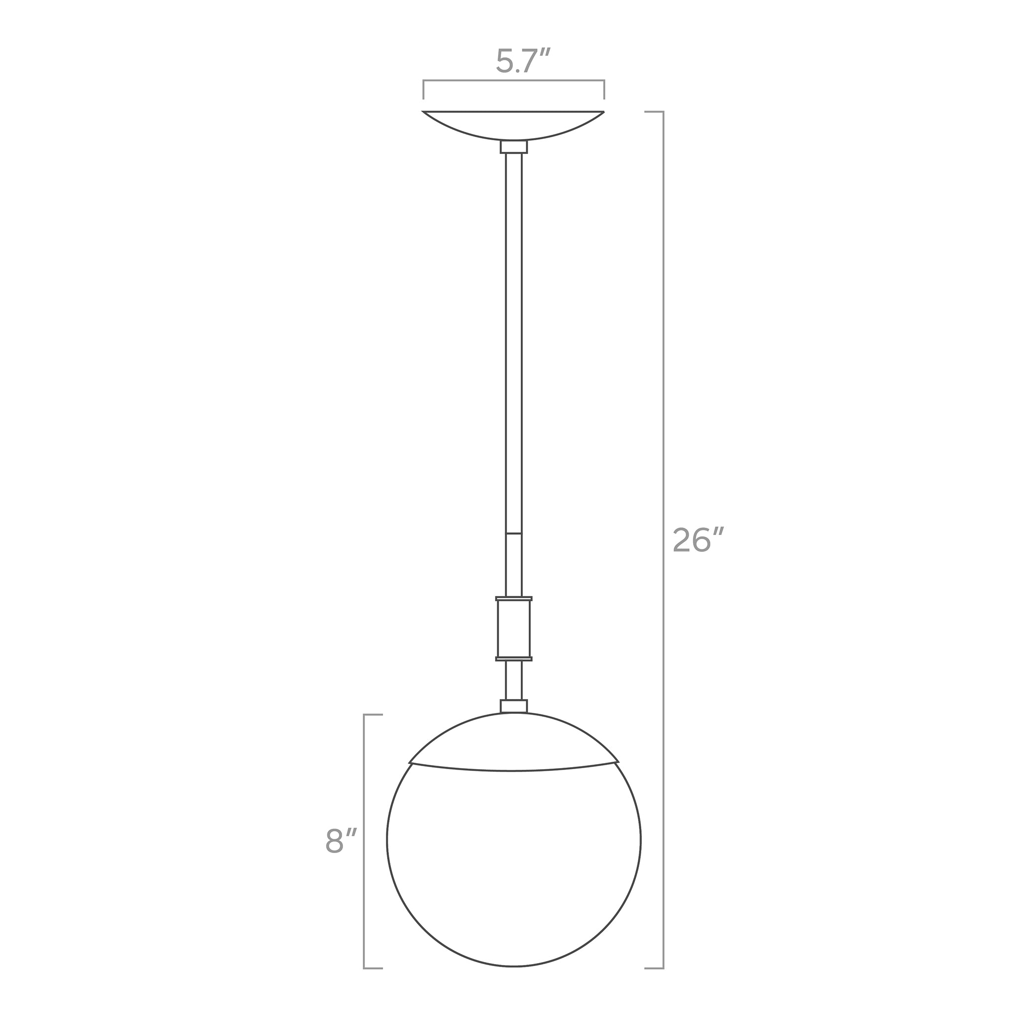 pop globe pendant 8-inch ISO drawing, dutton brown lighting