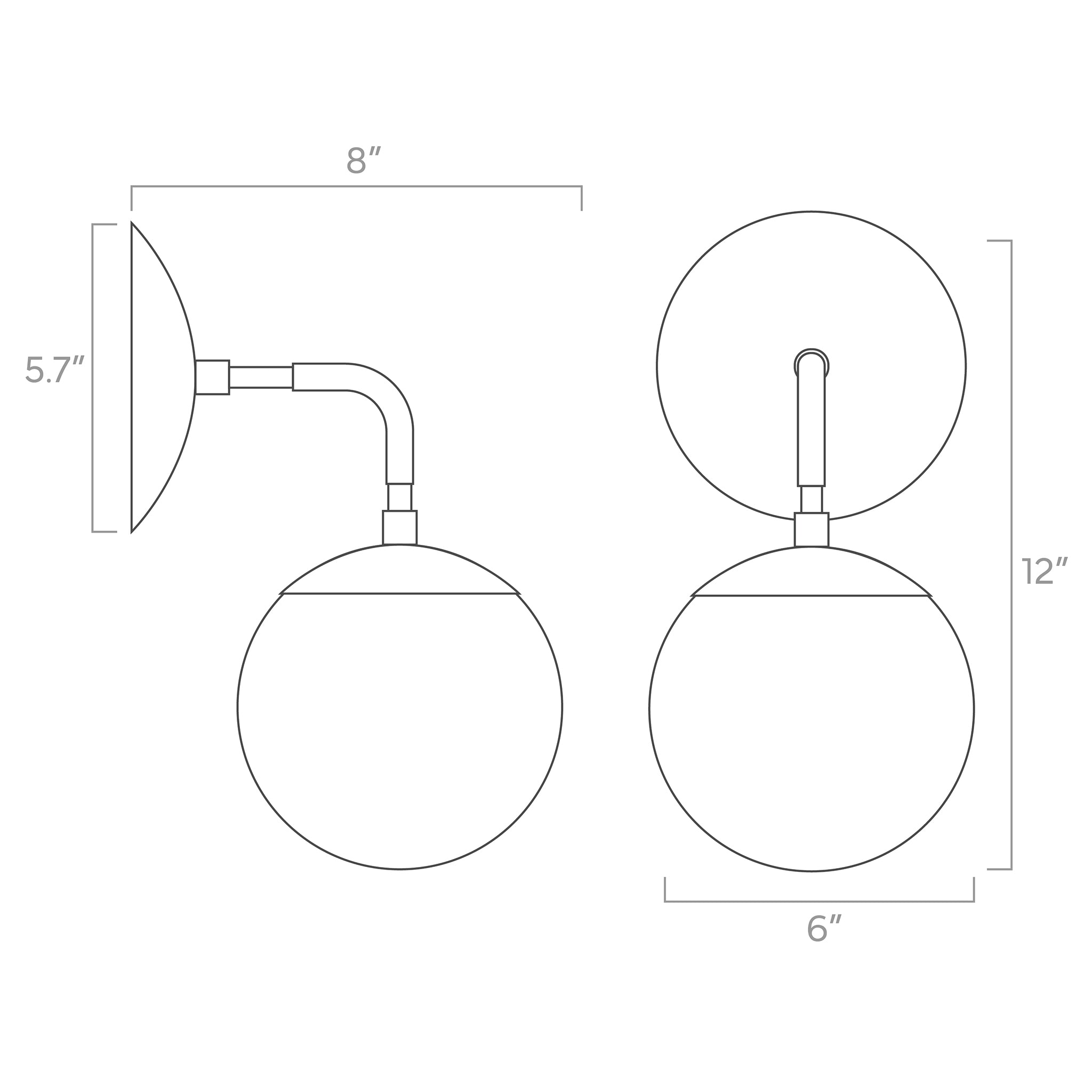 cap wall sconce 6-inch ISO drawing, dutton brown lighting