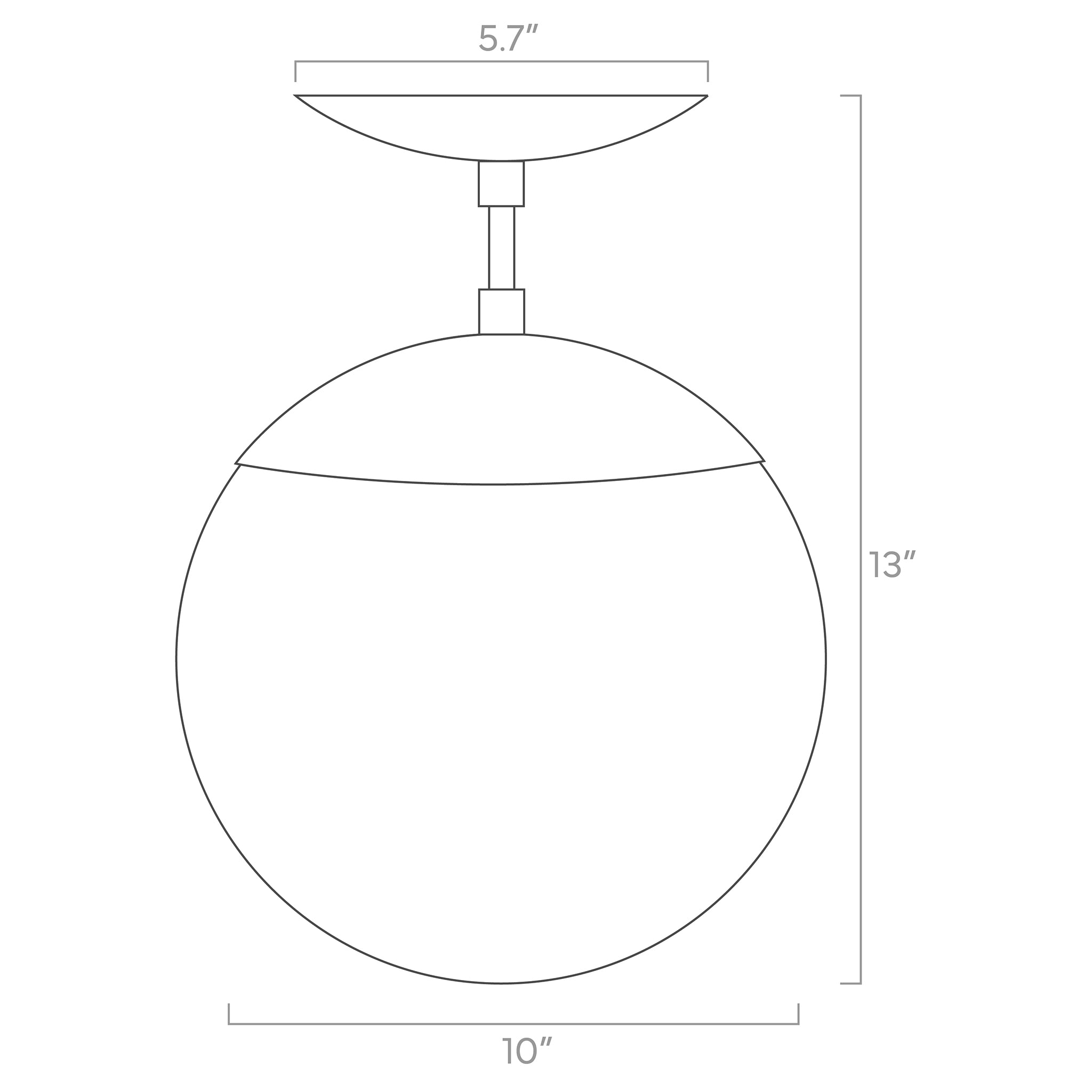 cap globe flush mount 10-inch ISO drawing, dutton brown lighting