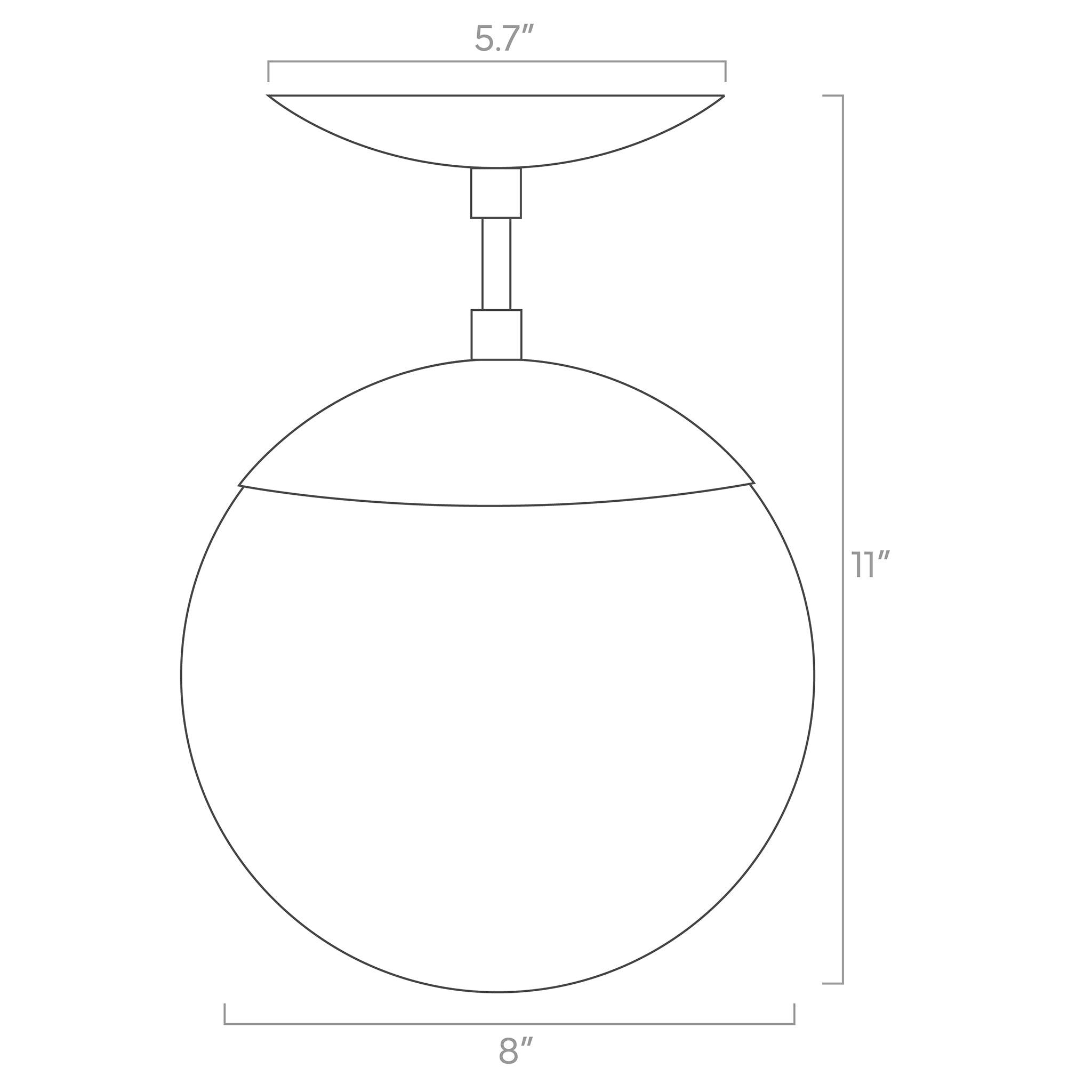 cap globe flush mount 8-inch ISO drawing, dutton brown lighting