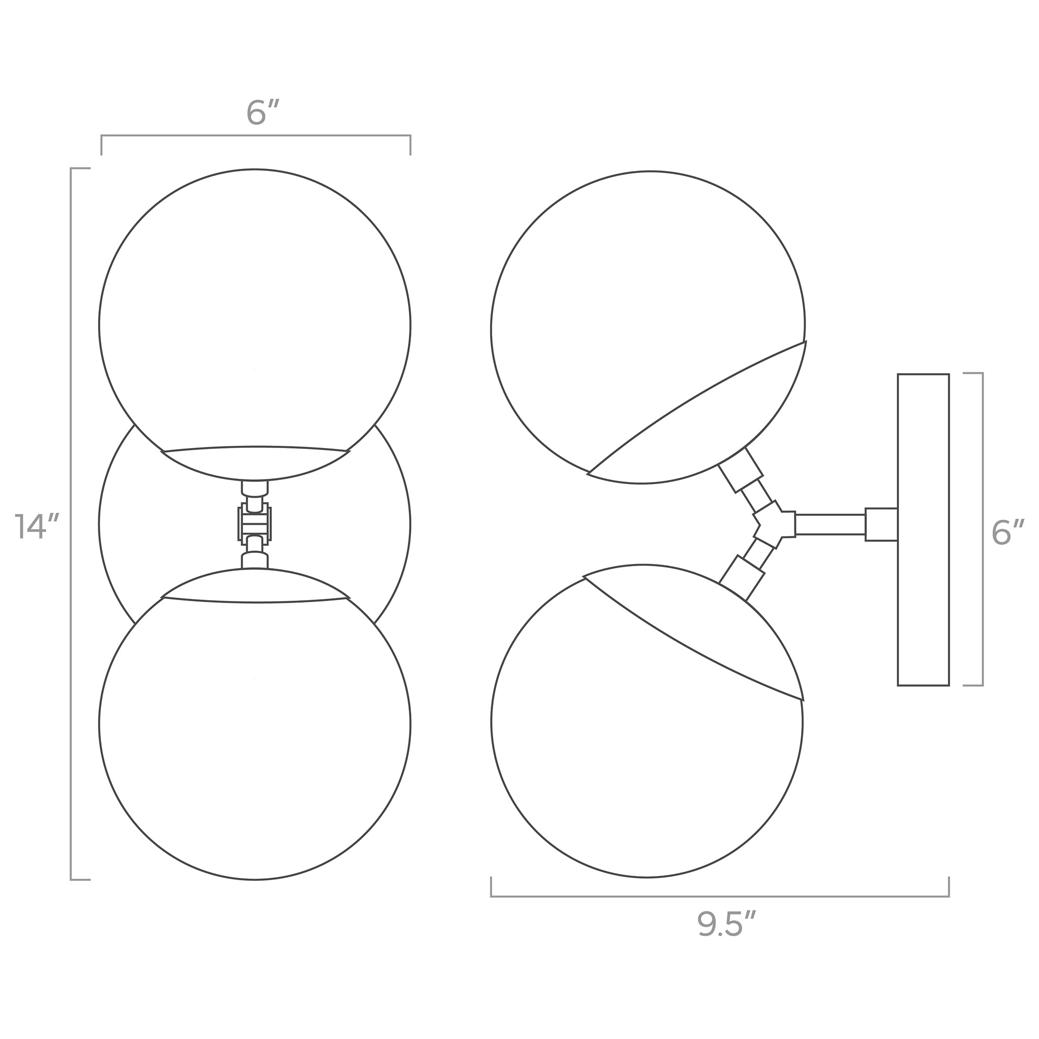 visage globe wall sconce ISO drawing, dutton brown lighting