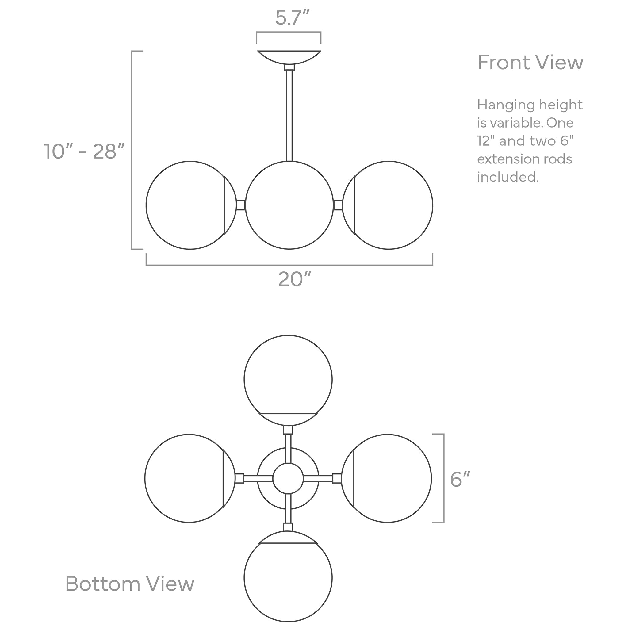 orbi globe chandelier ISO drawing, dutton brown lighting