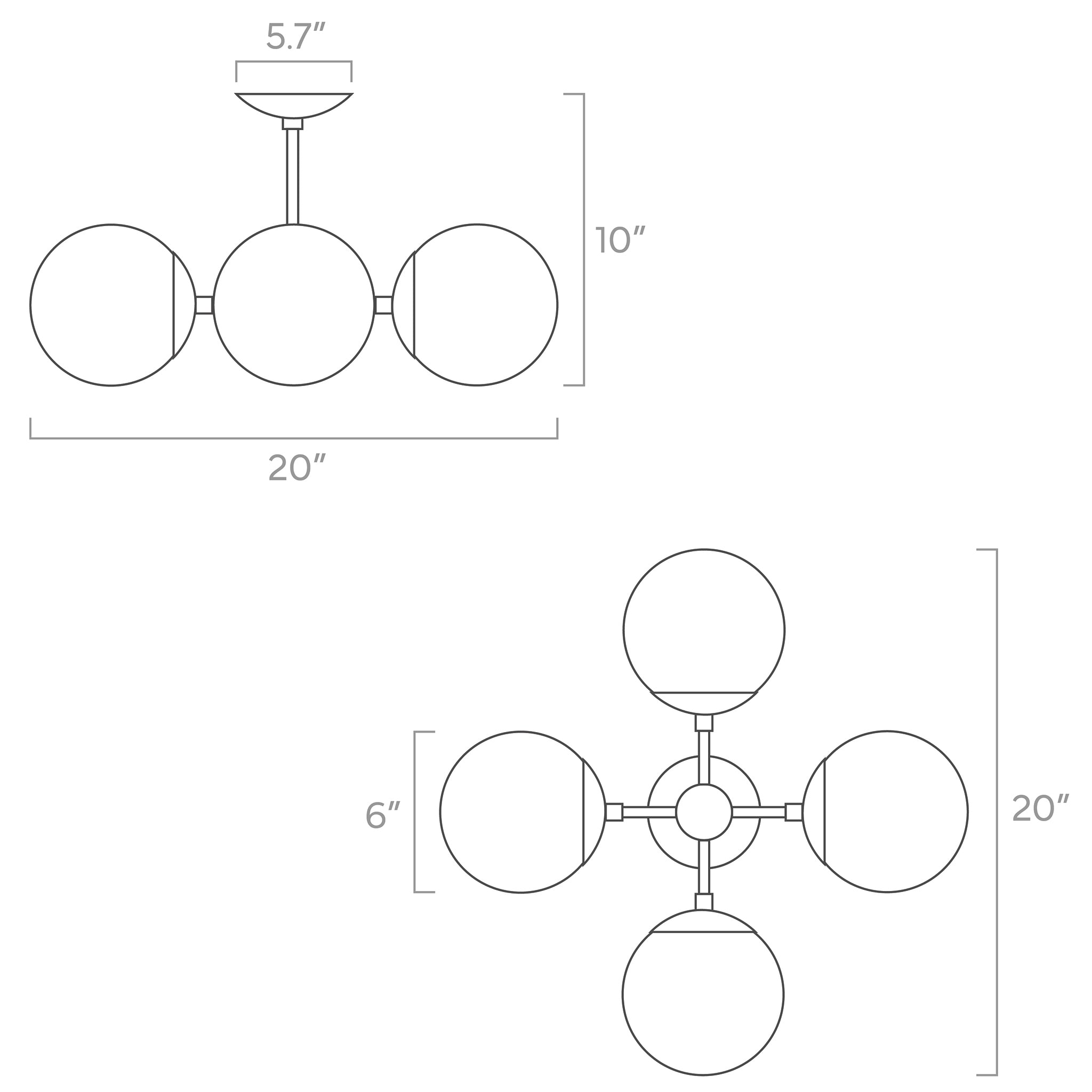 orbi globe flush mount ISO drawing, dutton brown lighting