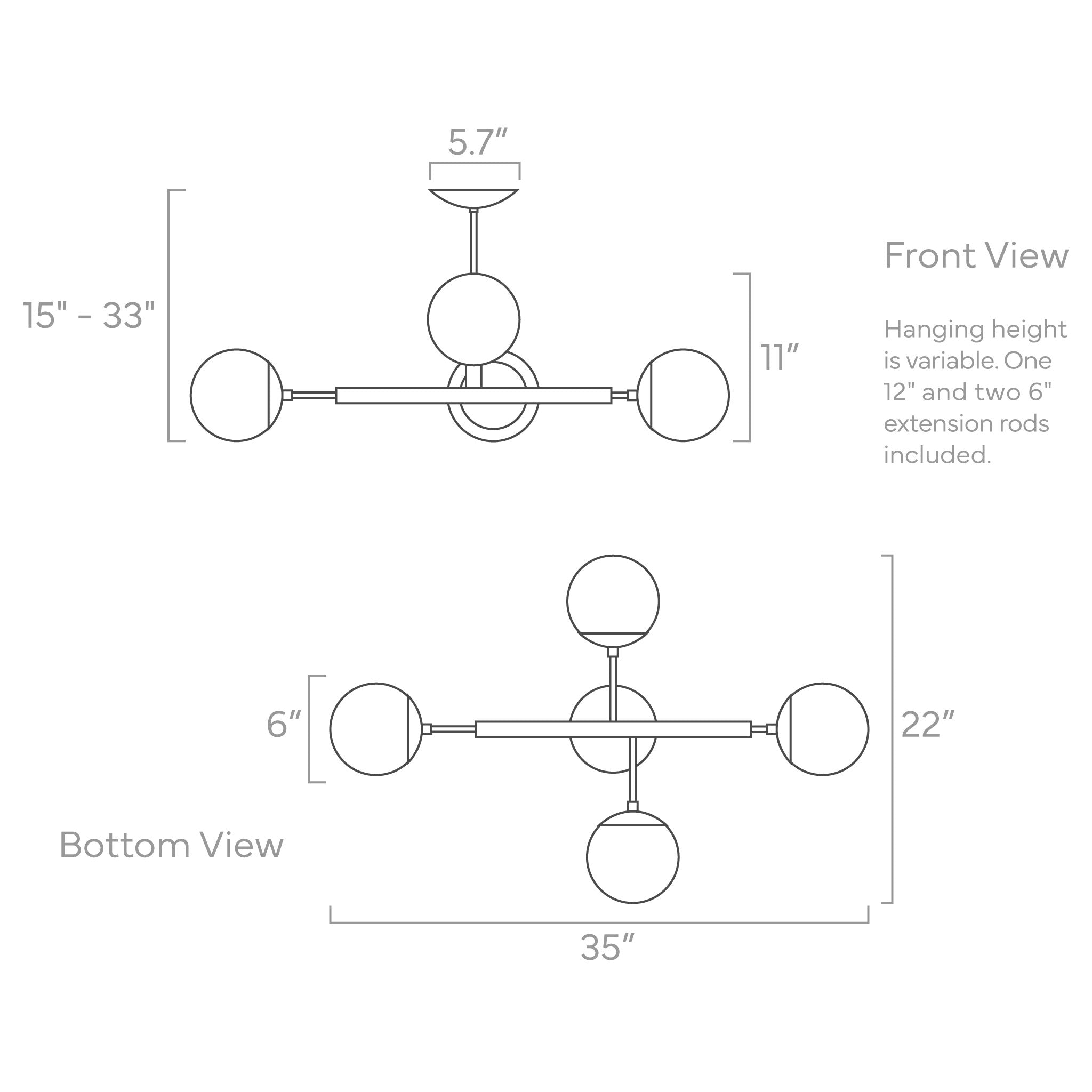 status chandelier 35-inch ISO drawing, dutton brown lighting