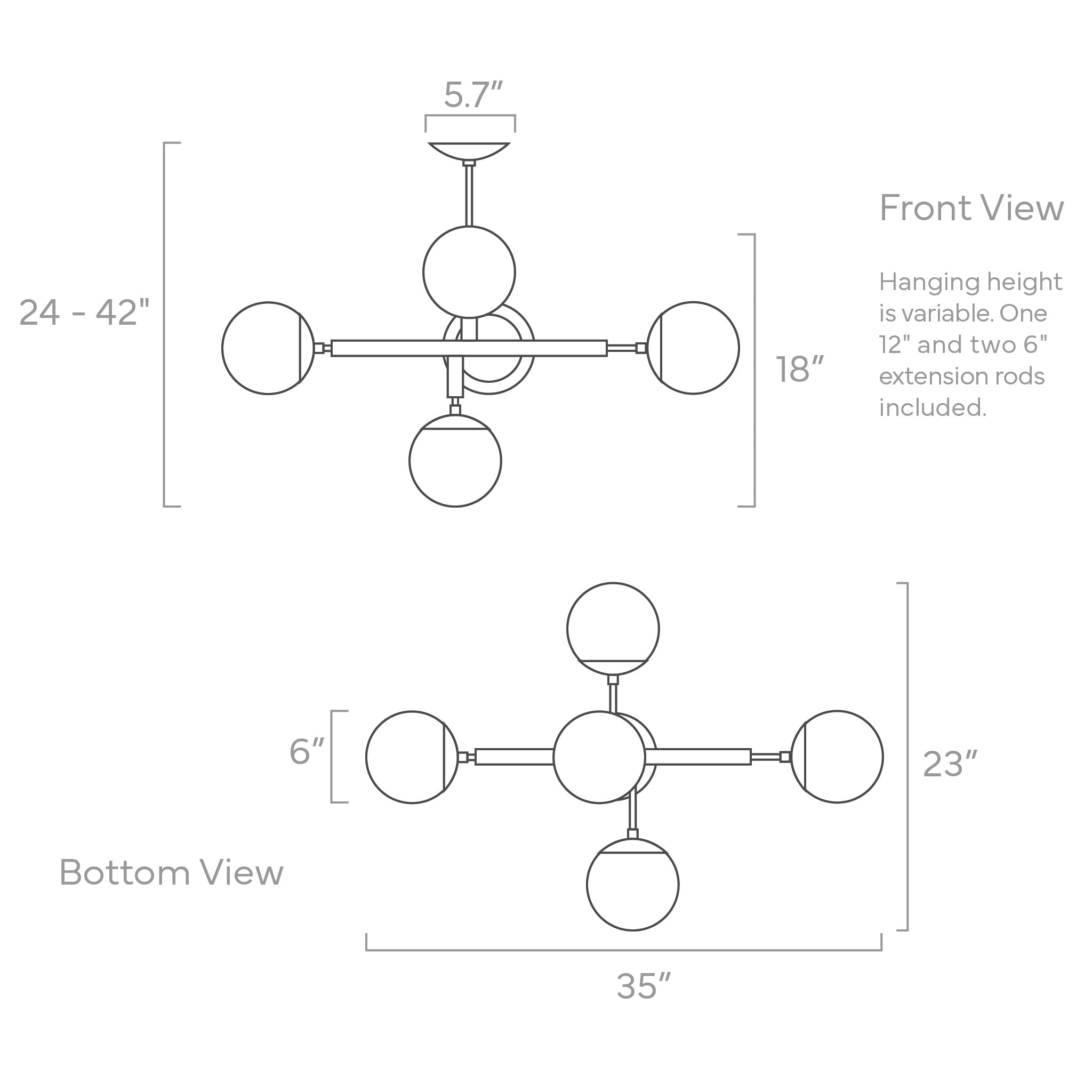 ISO drawing Prisma chandelier 35" Dutton Brown lighting updated