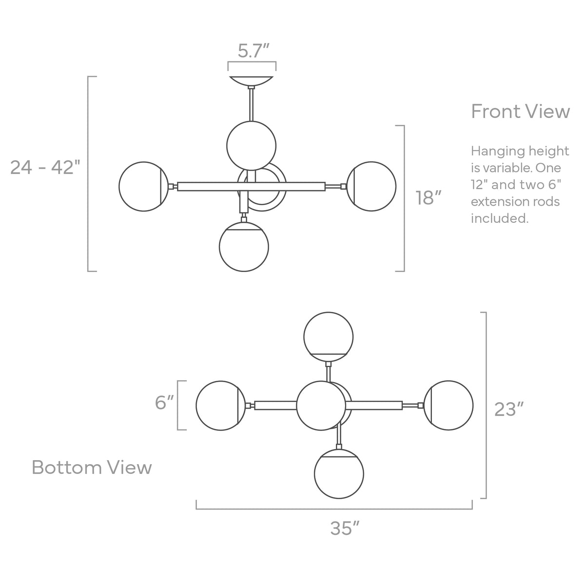 ISO drawing Prisma chandelier 35" Dutton Brown lighting updated