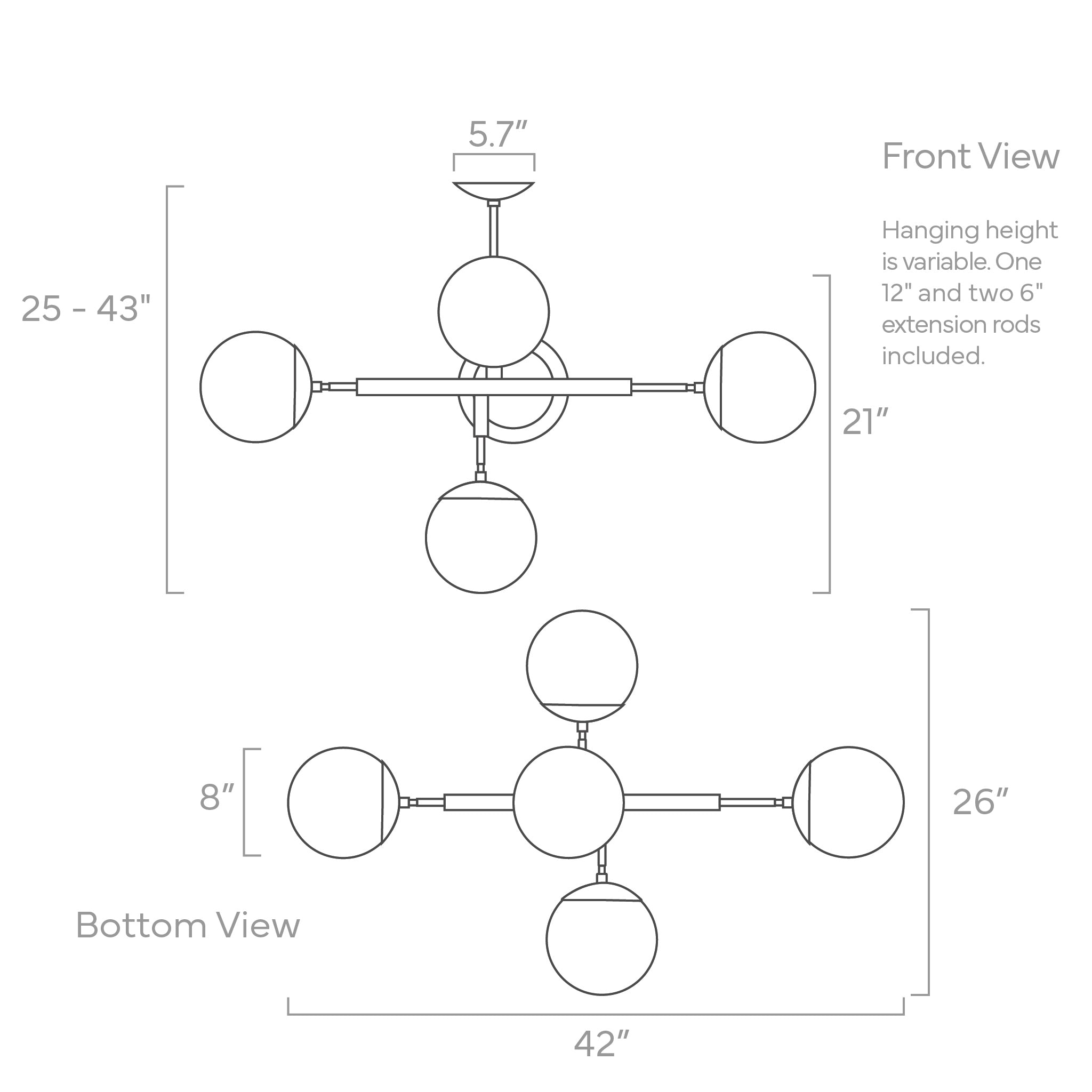 ISO drawing Big Prisma chandelier 42" Dutton Brown lighting updated