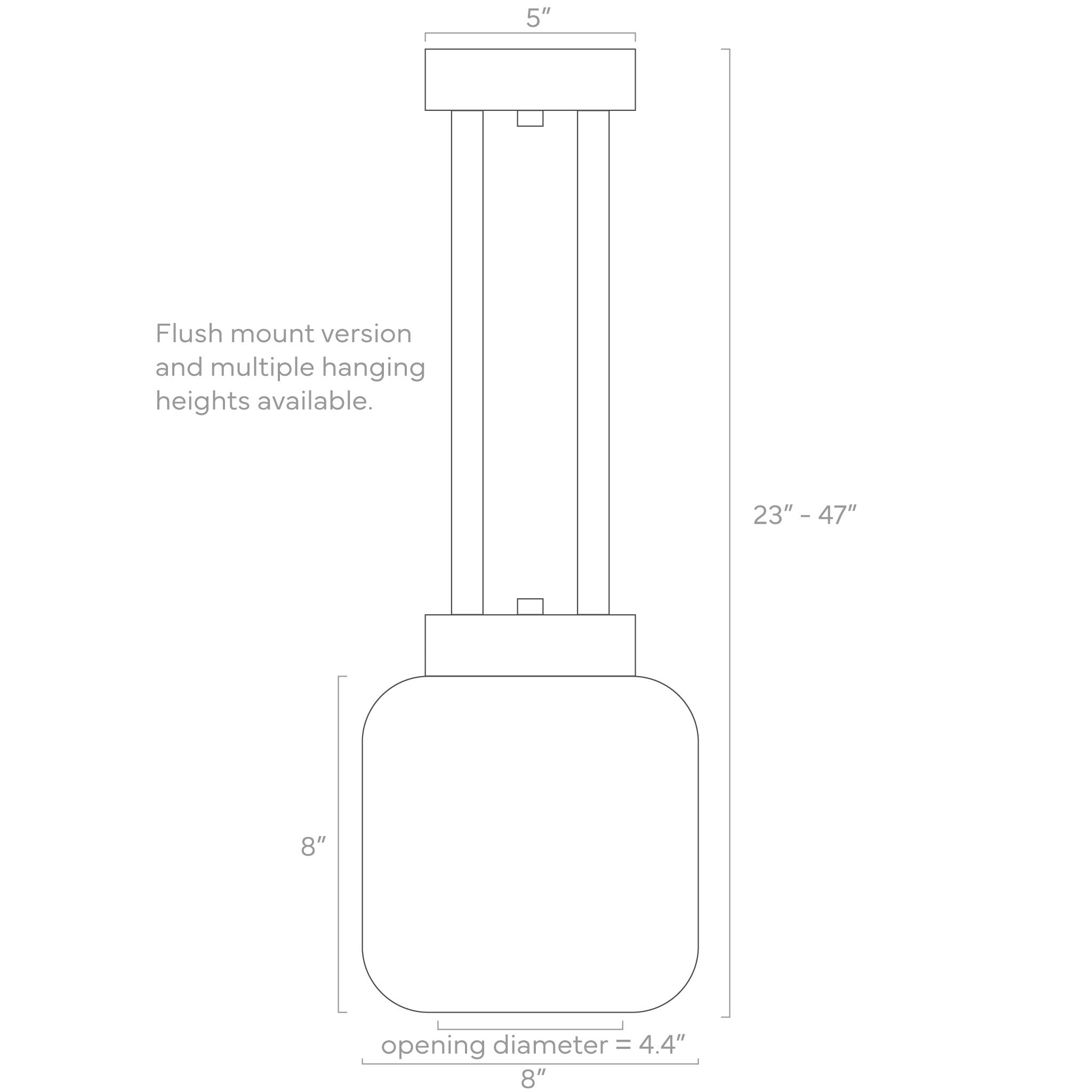 ISO drawing Maxo Pendant 8" lighting Dutton Brown