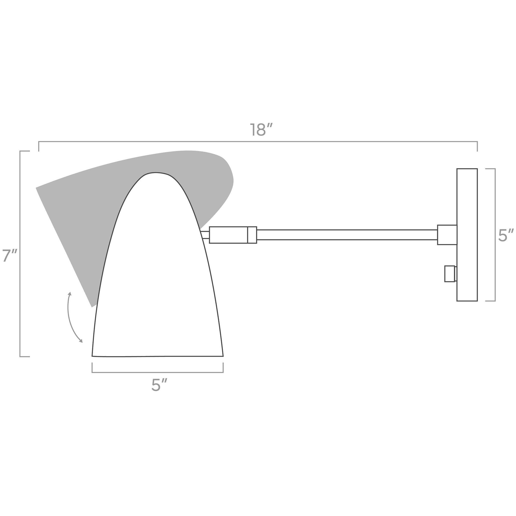 color boom wall sconce 10-inch arm ISO drawing, dutton brown lighting