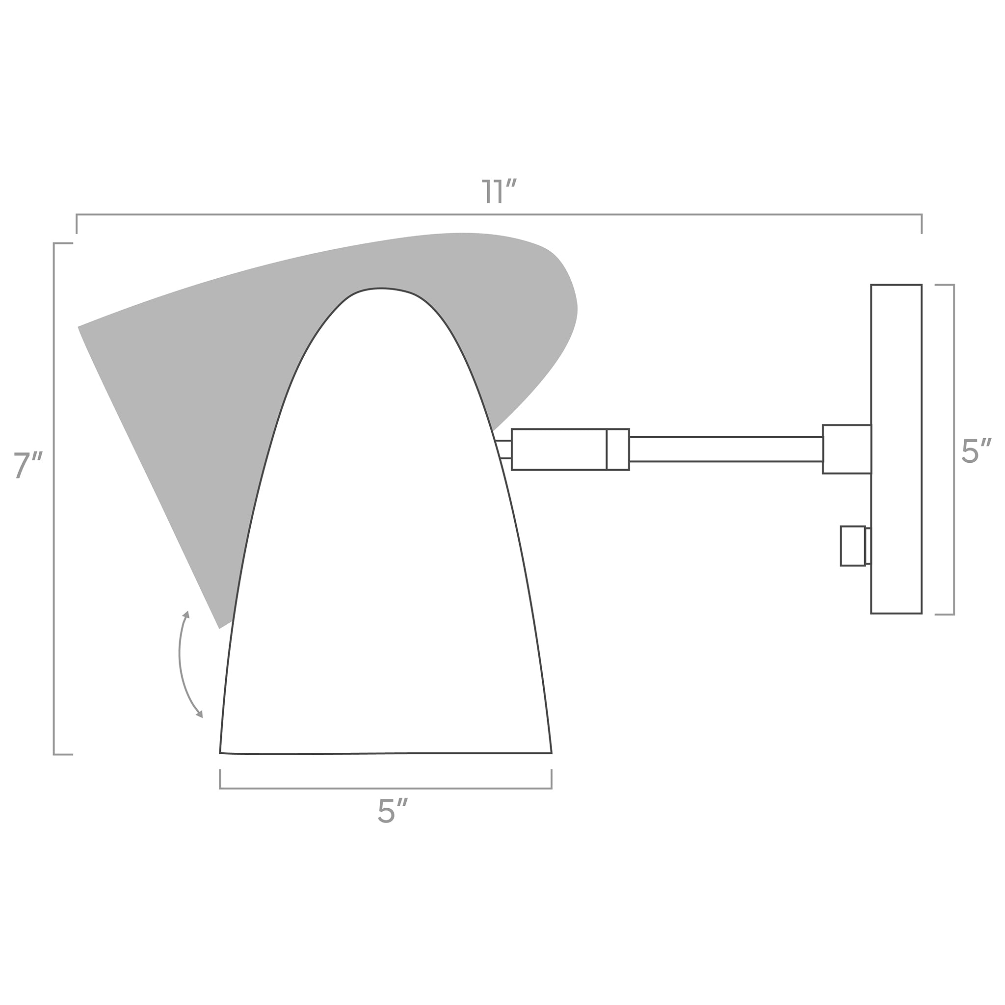 boom wall sconce 3" arm ISO drawing, dutton brown lighting