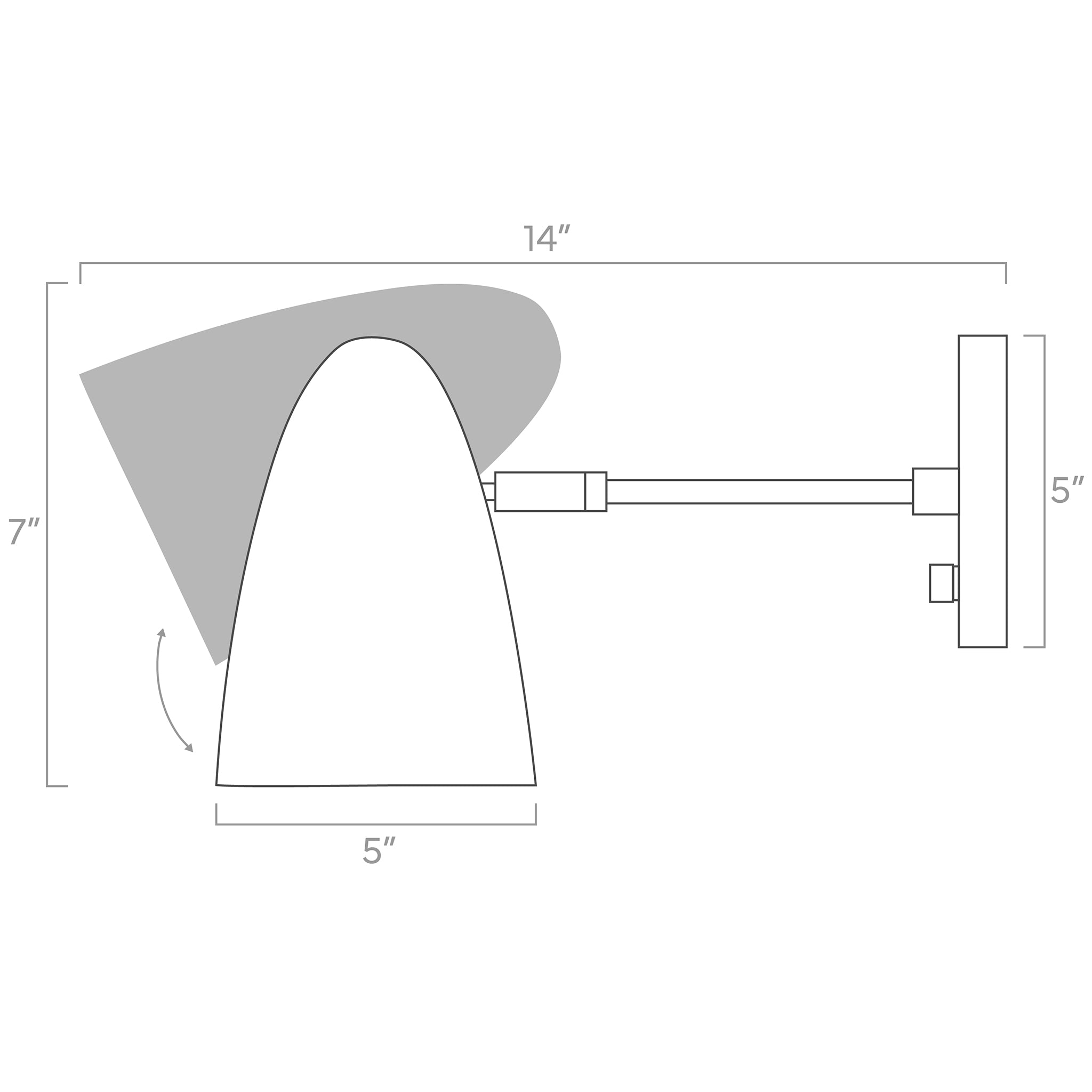 boom wall sconce 6-inch arm ISO drawing, dutton brown lighting