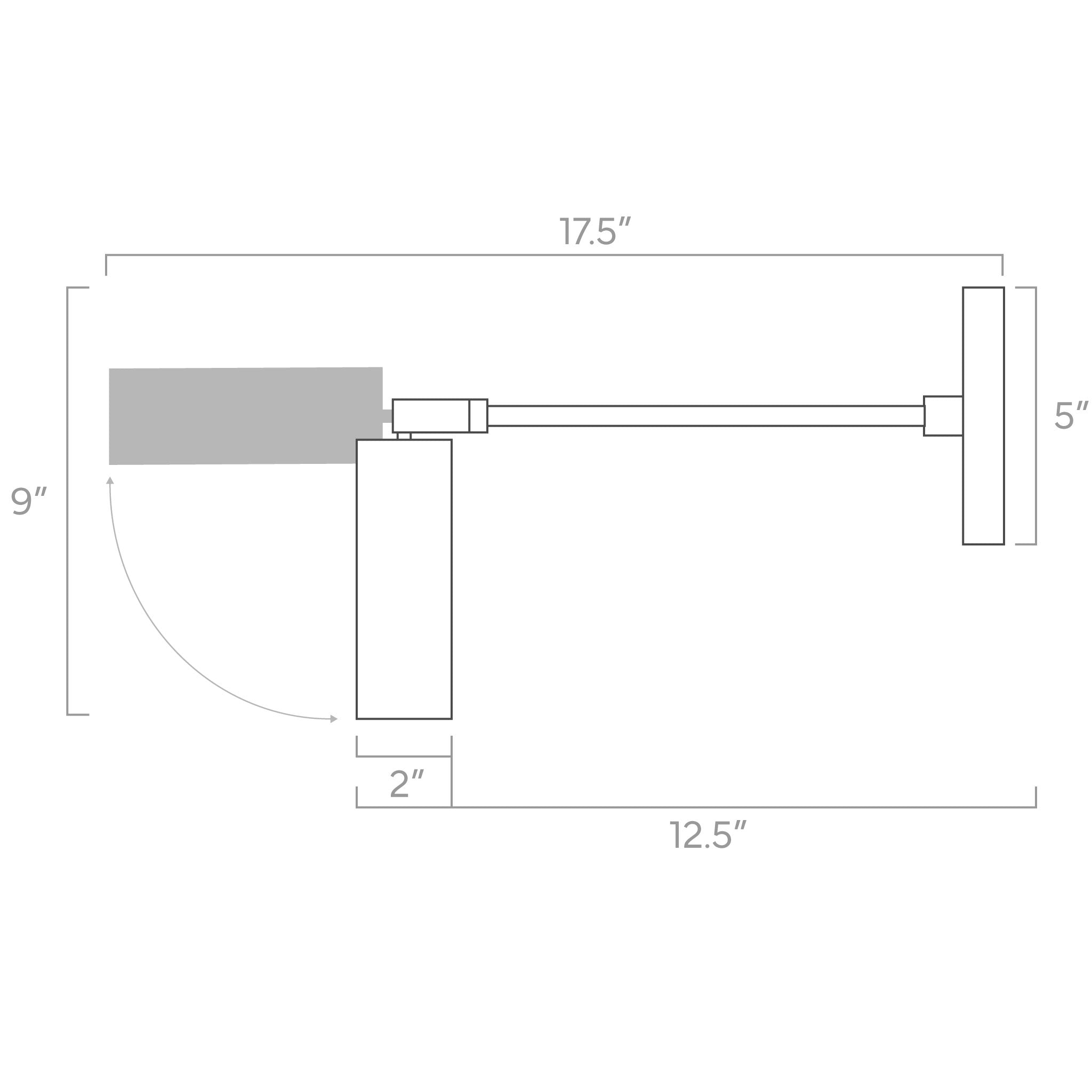 reader adjustable wall sconce 10-inch arm ISO drawing, dutton brown lighting