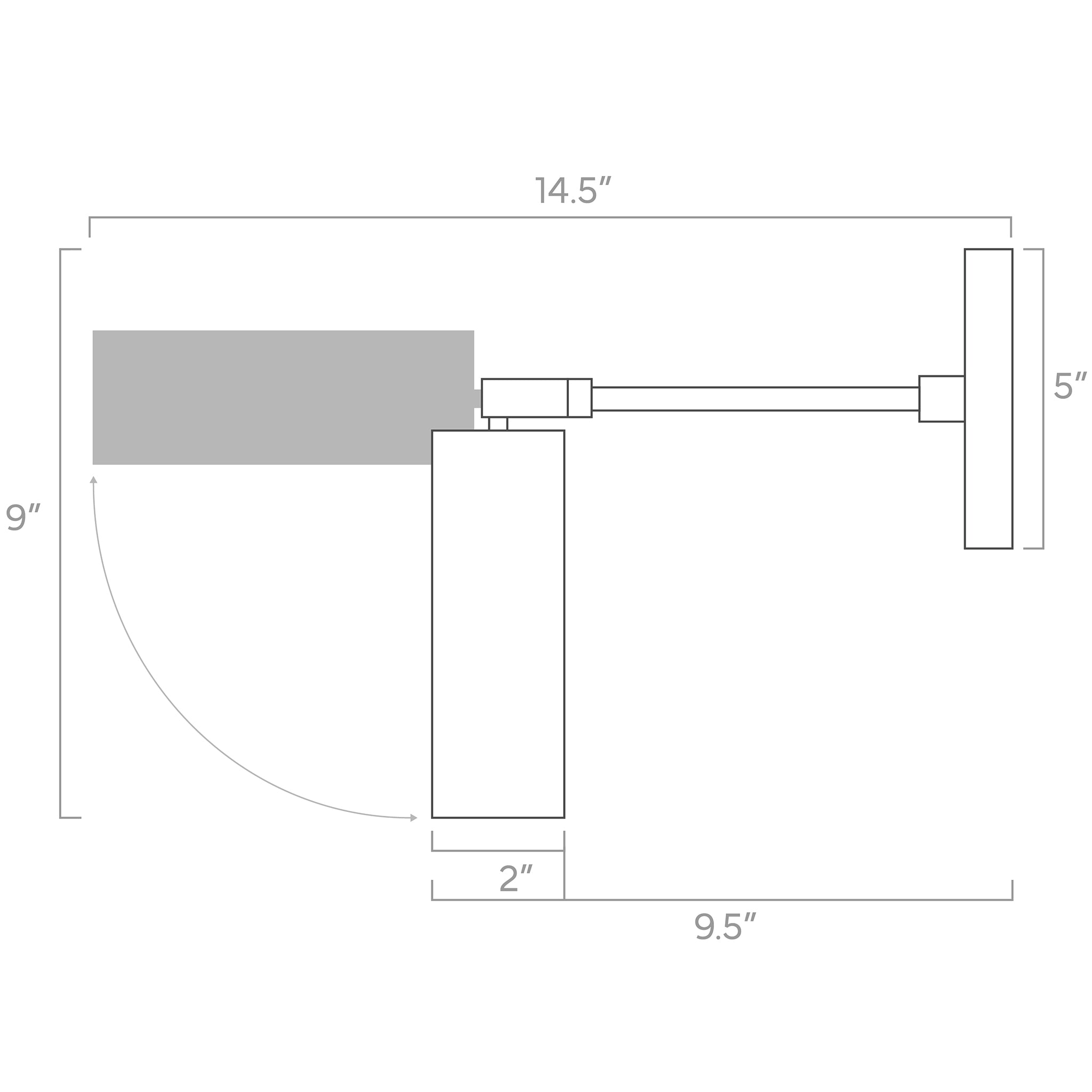 reader adjustable wall sconce 6-inch arm ISO drawing, dutton brown lighting