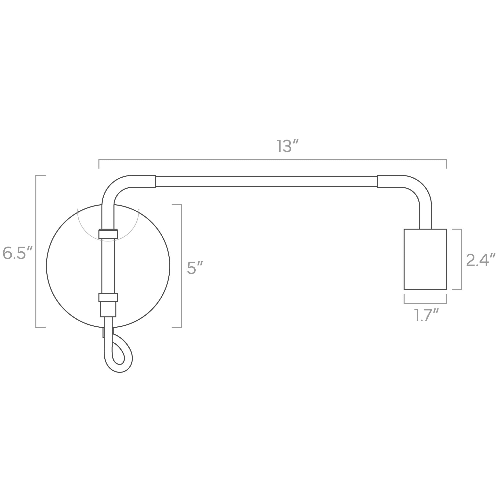 sway adjustable wall sconce ISO drawing, dutton brown lighting