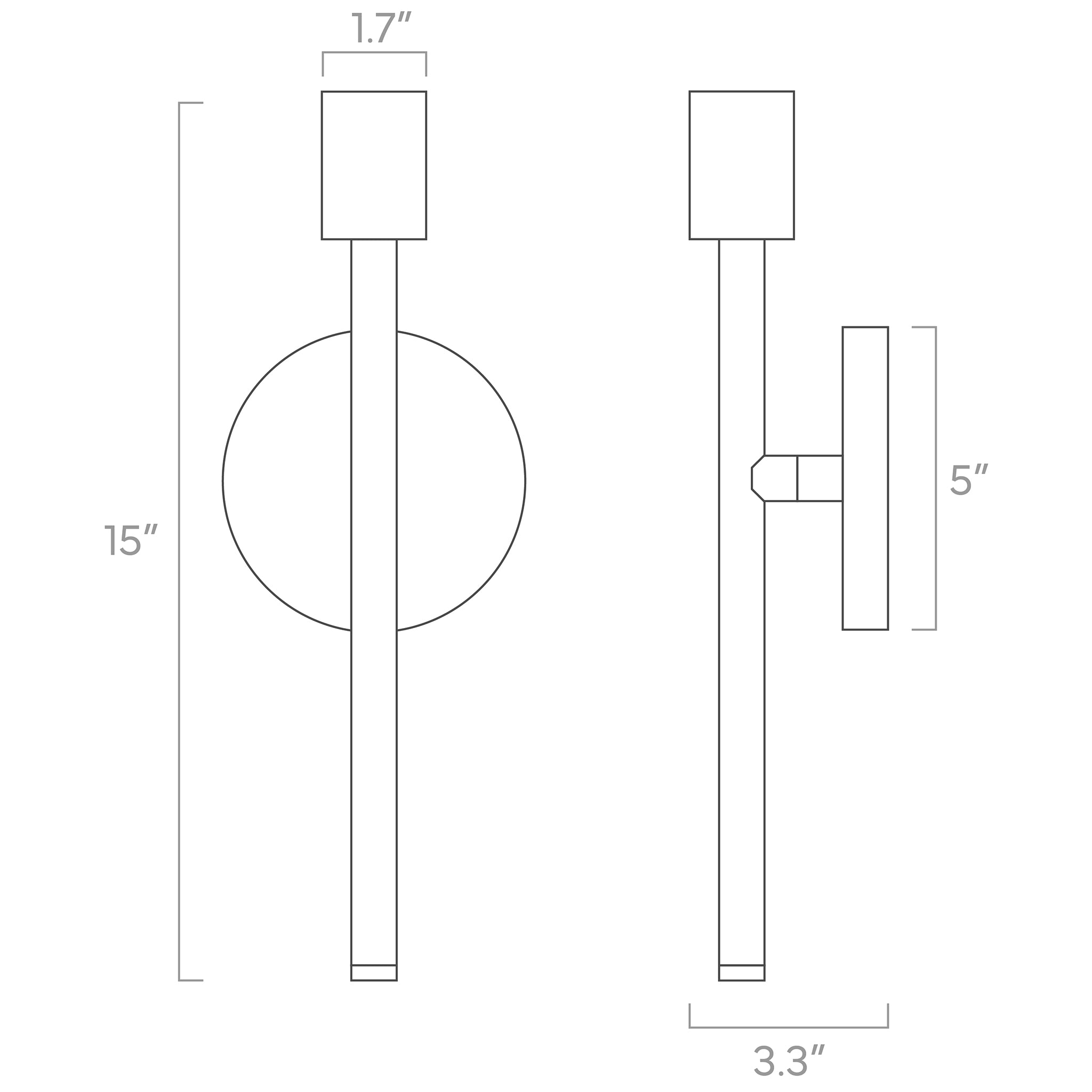 major wall sconce 15-inch ISO drawing, dutton brown lighting