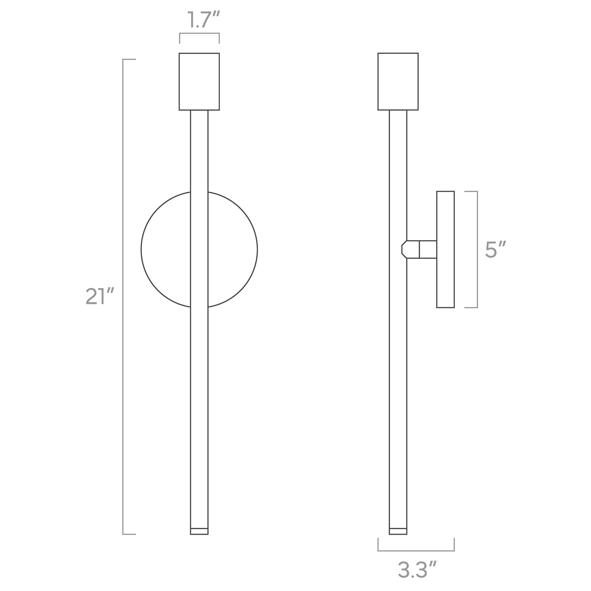 major wall sconce 21-inch ISO drawing, dutton brown lighting