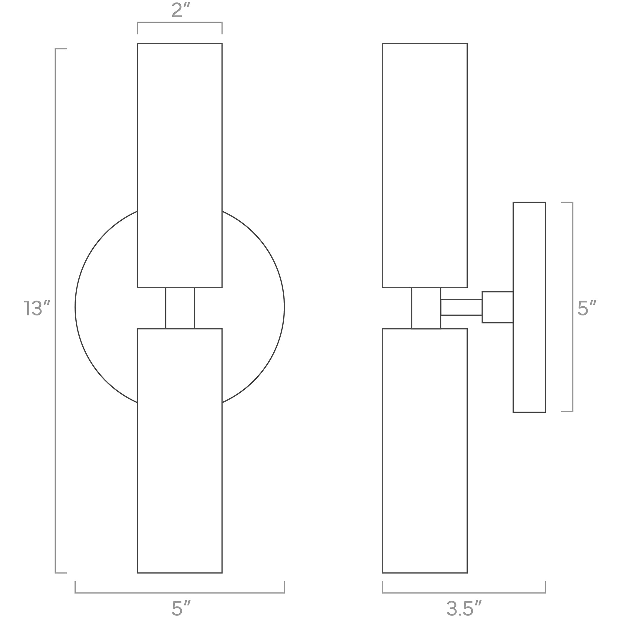 color monarch wall sconce ISO drawing, dutton brown lighting