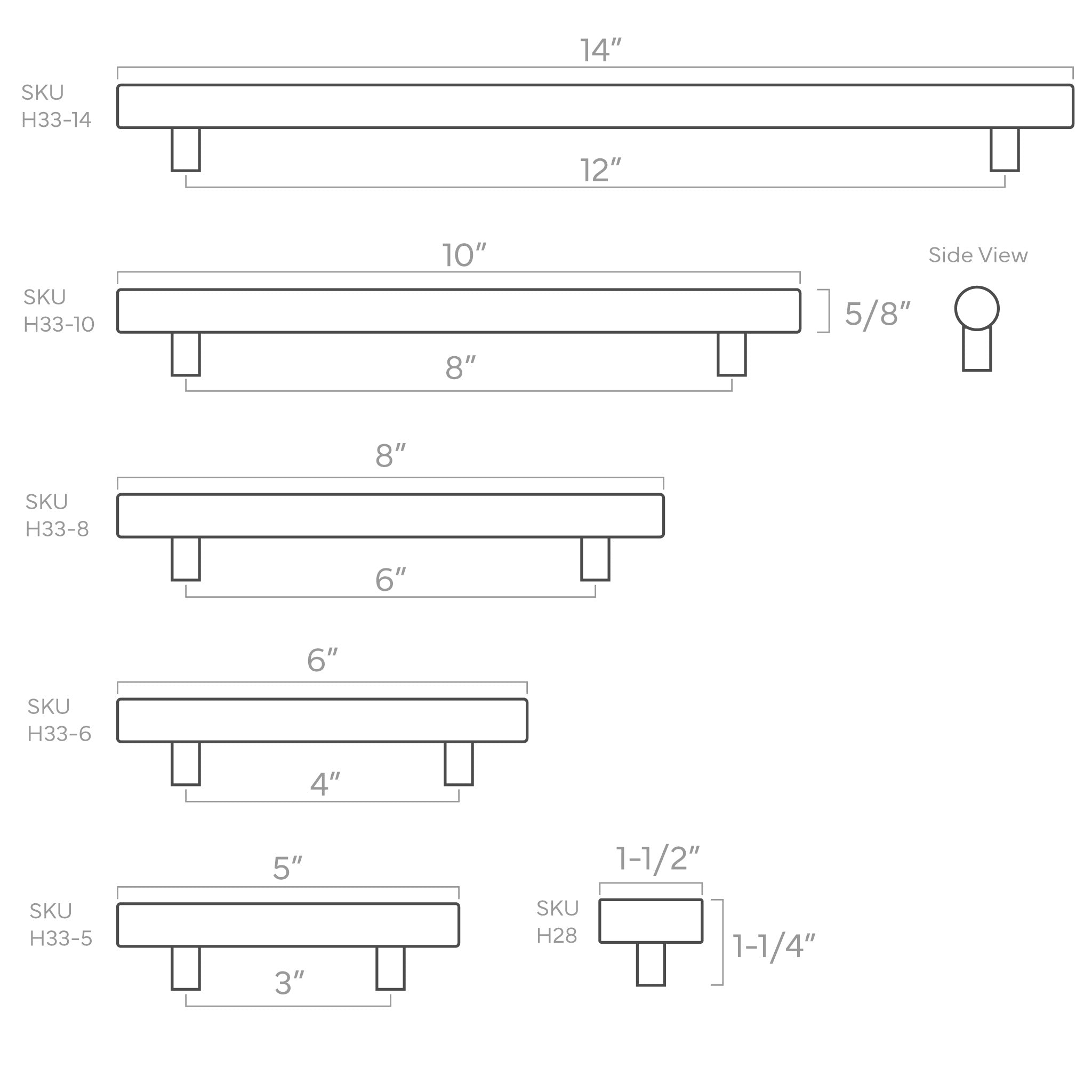 ISO drawing Swift Pull hardware all sizes Dutton Brown