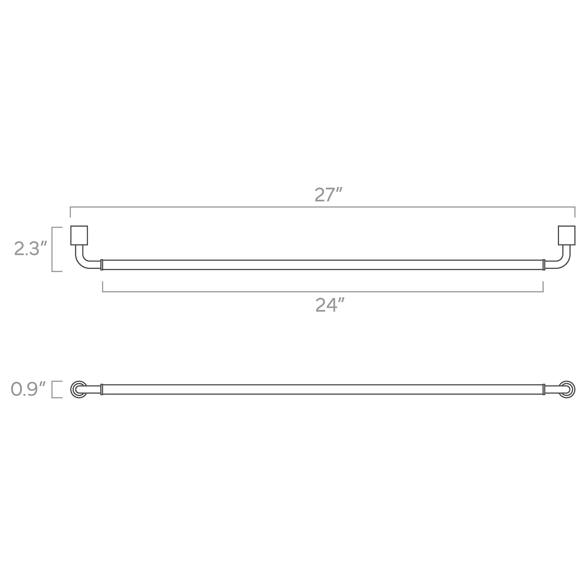 throne towel bar 27 Inch ISO drawing, dutton brown hardware