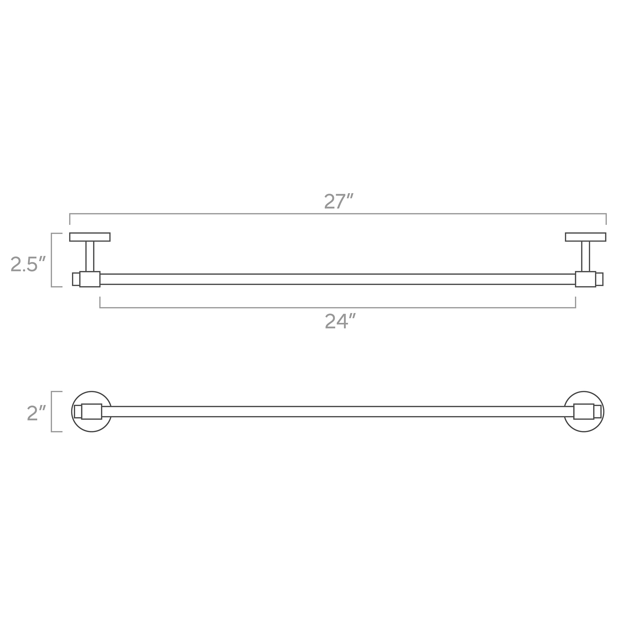persona towel bar 24 inches ISO drawing, dutton brown hardware