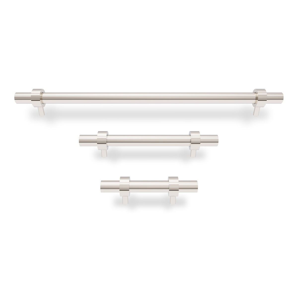 Caliber pull hardware in nickel finish — Dutton Brown.