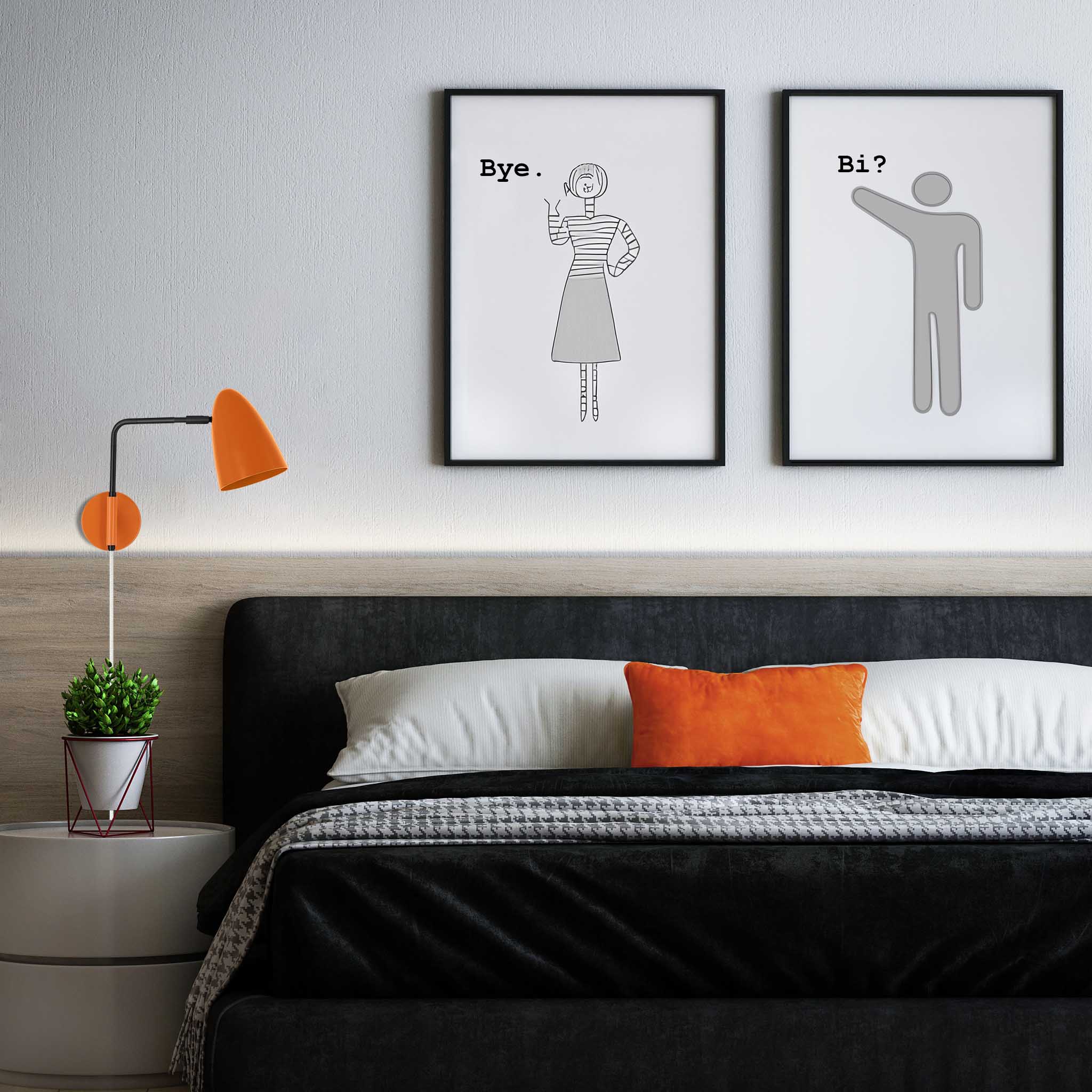 orange black Boom Swing Arm Sconce 9" Arm bedroom lighting Dutton Brown