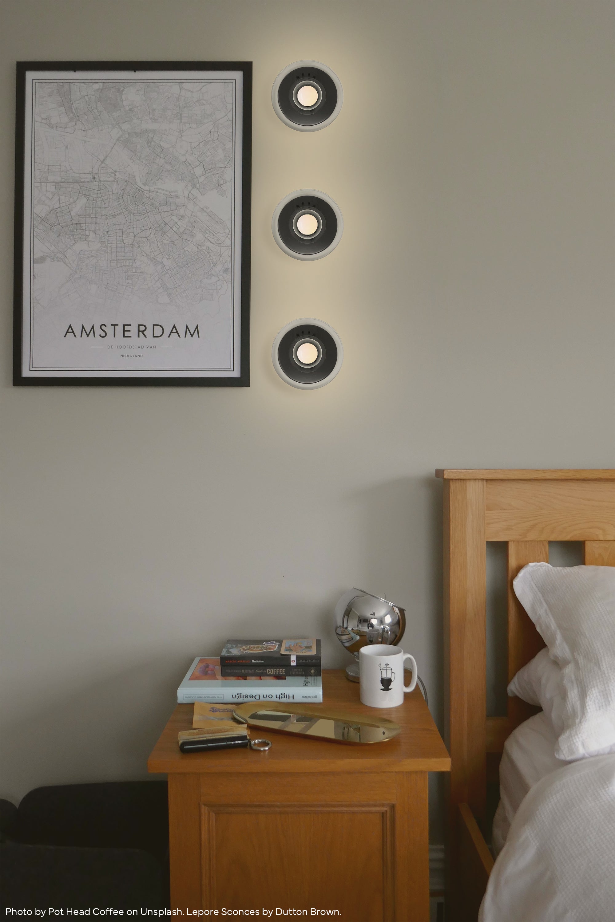 Black Lepore wall sconce bedroom scene Dutton Brown lighting