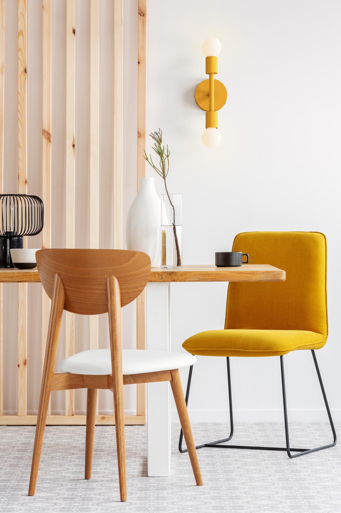 ochre pilot sconce 11 lighting dining room scene dutton brown