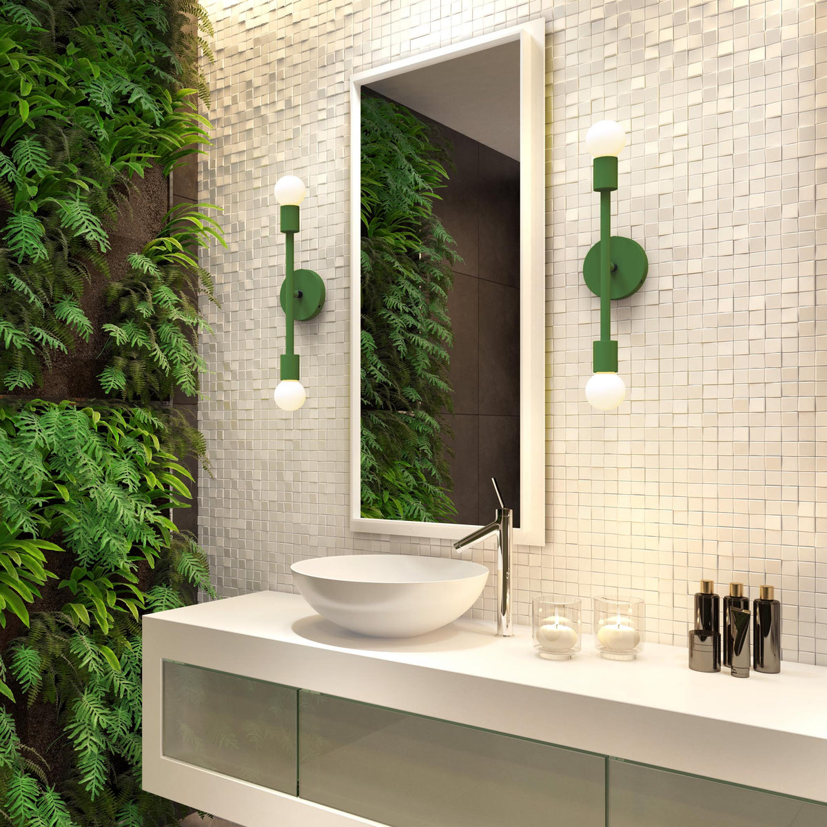 Black and python green pilot bathroom vanity wall sconce dutton brown lighting _hover