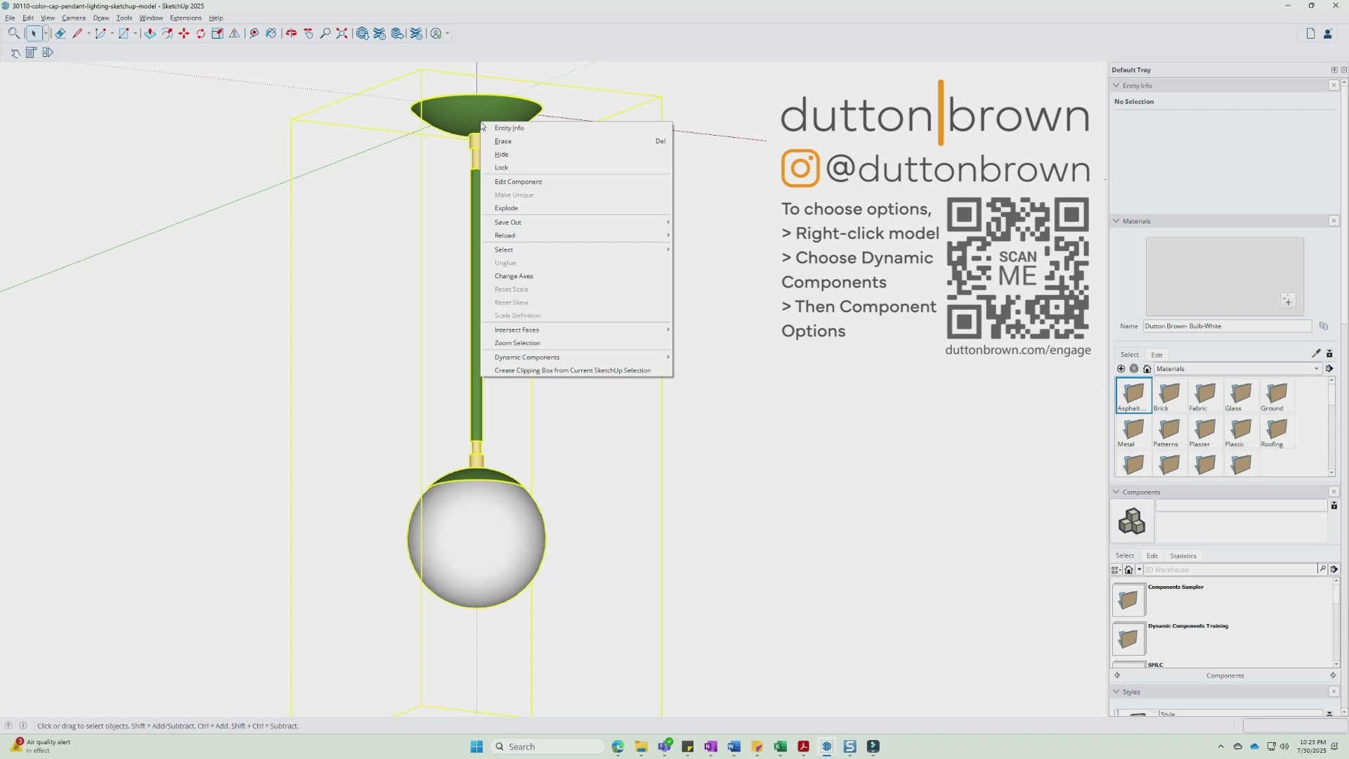 Sketchup of cap pendant