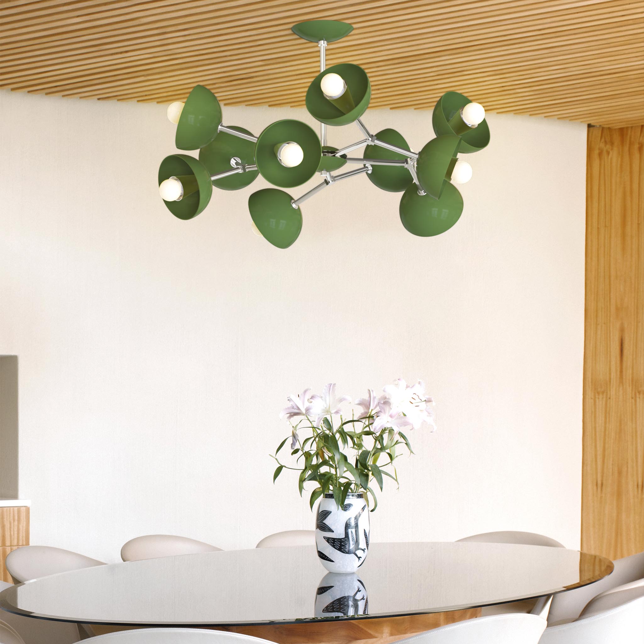 Nickel and Python green Color Alegria Flush mount dining room dutton brown lighting