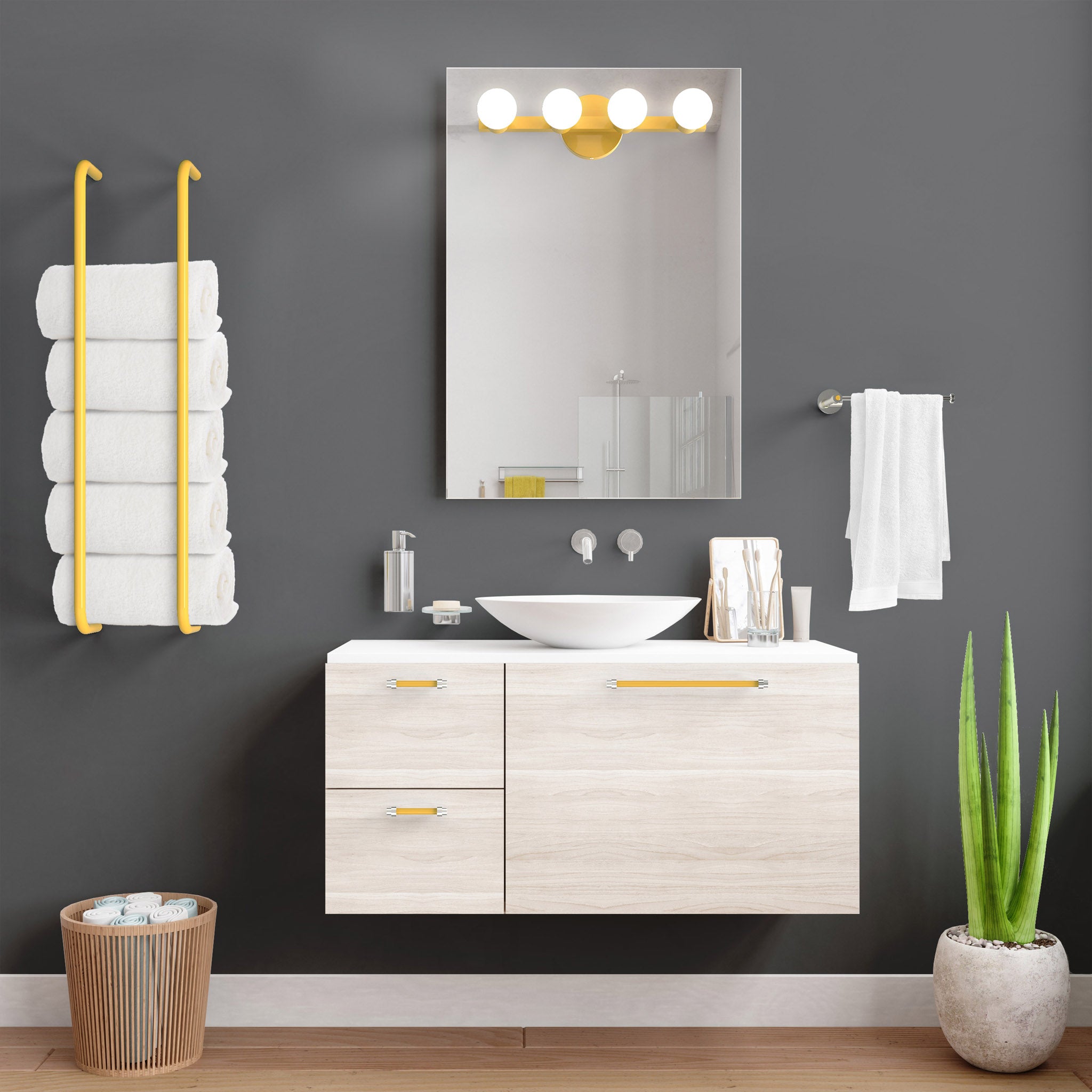 ochre vogue sconce dutton brown bathroom scene