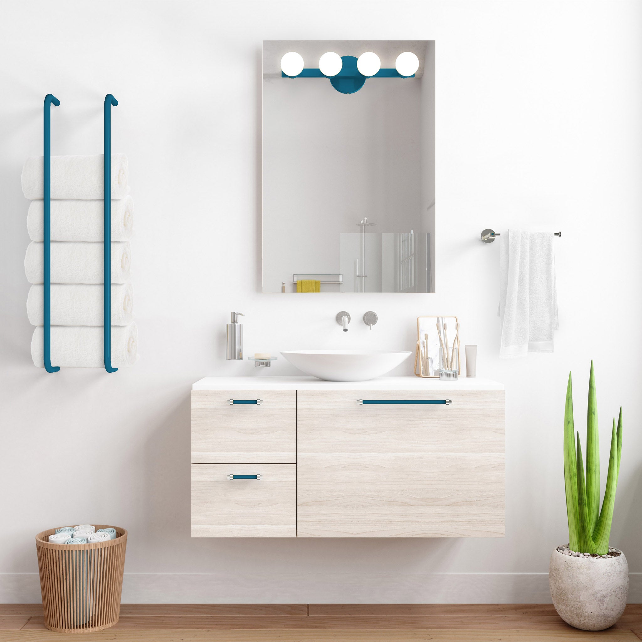 slate blue vogue sconce dutton brown bathroom scene