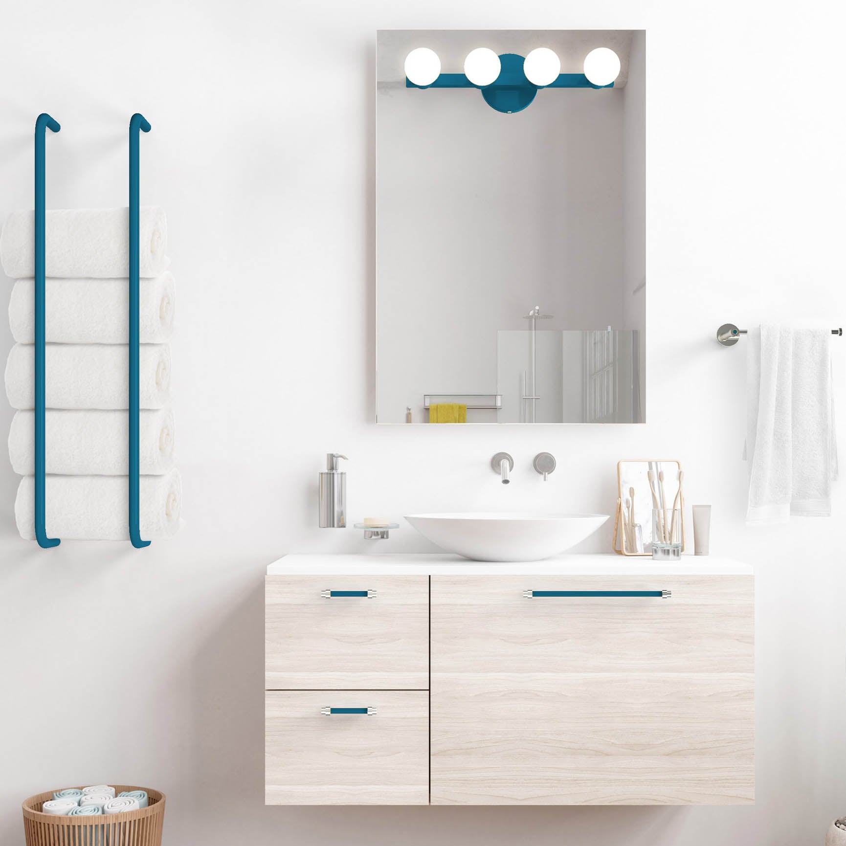 slate blue beyond towel rack 36" bathroom scene  dutton brown