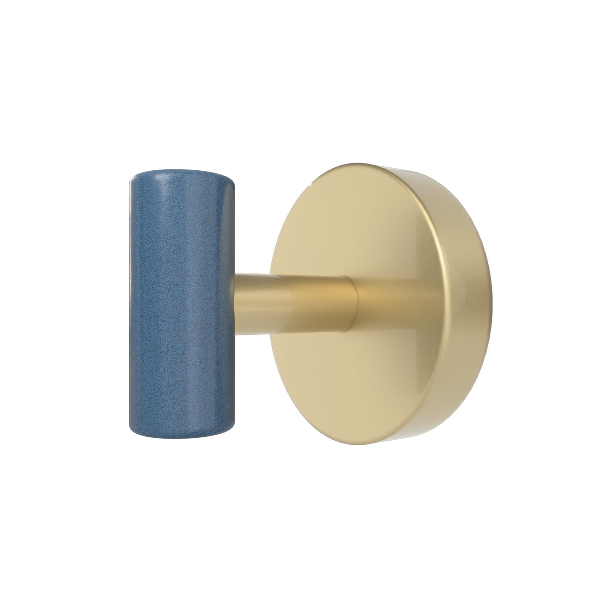 Brass and Slate Blue color Swift Hook Dutton Brown hardware