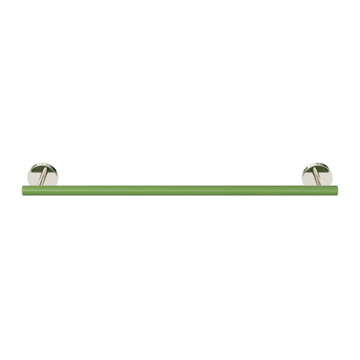 Nickel and Python Green color Swift Towel Bar 18" Dutton Brown hardware