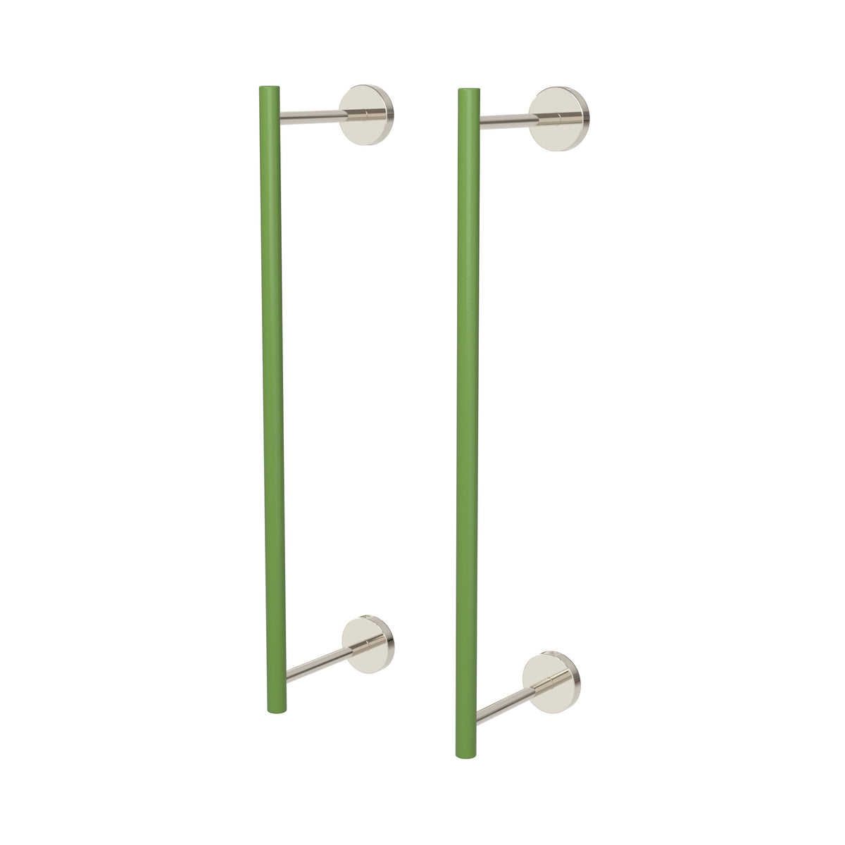 Nickel and Python Green color Swift Towel Rack 18" Dutton Brown hardware