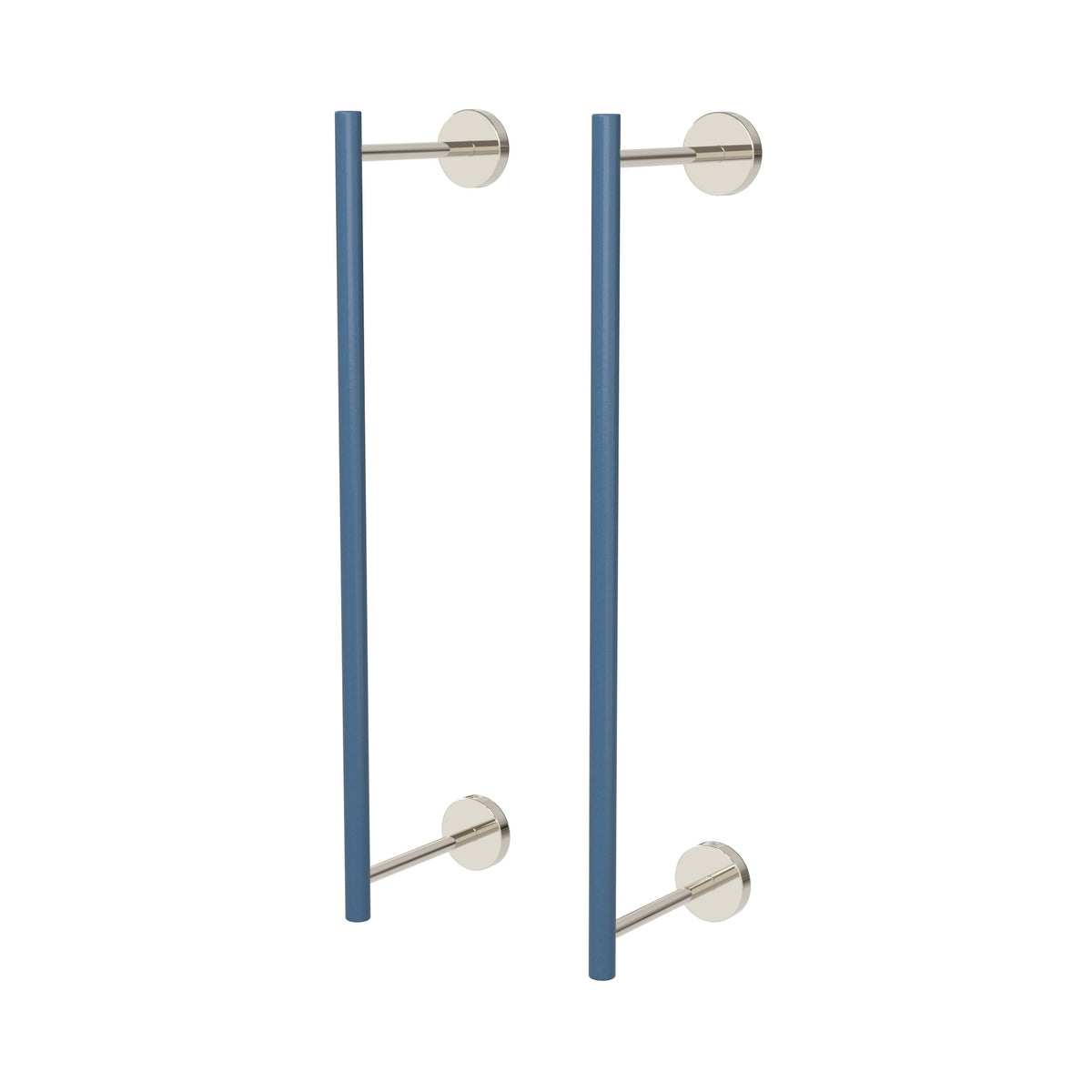 Nickel and Slate Blue color Swift Towel Rack 18" Dutton Brown hardware