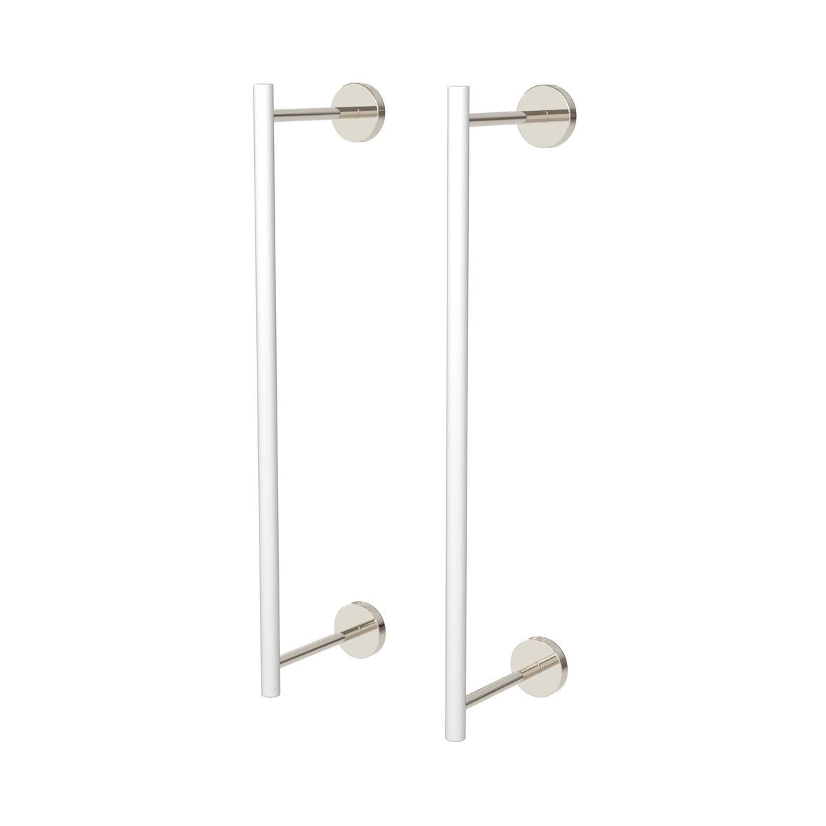 Nickel and White color Swift Towel Rack 18" Dutton Brown hardware