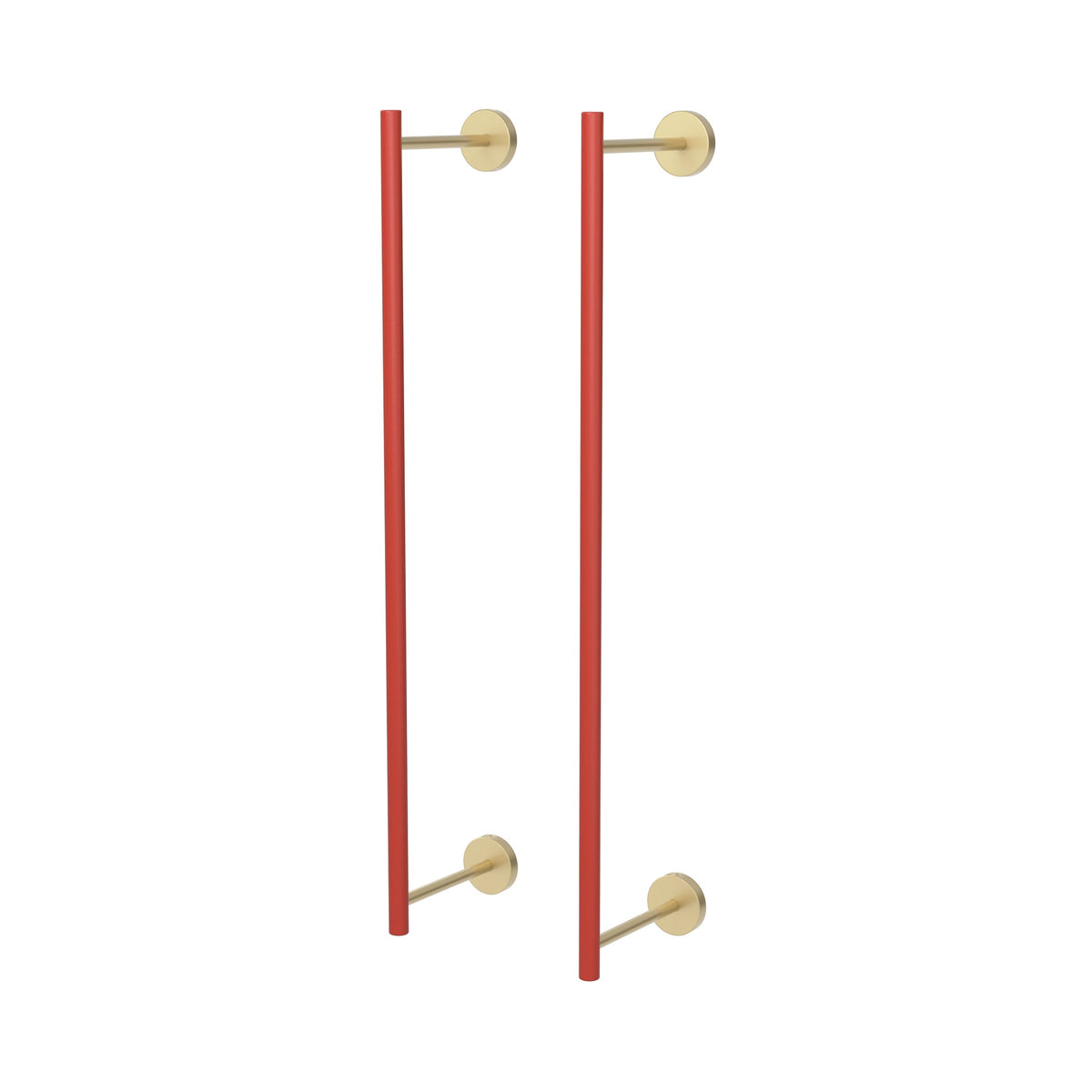 Brass and Riding Hood Red color Swift Towel Rack 24" Dutton Brown hardware